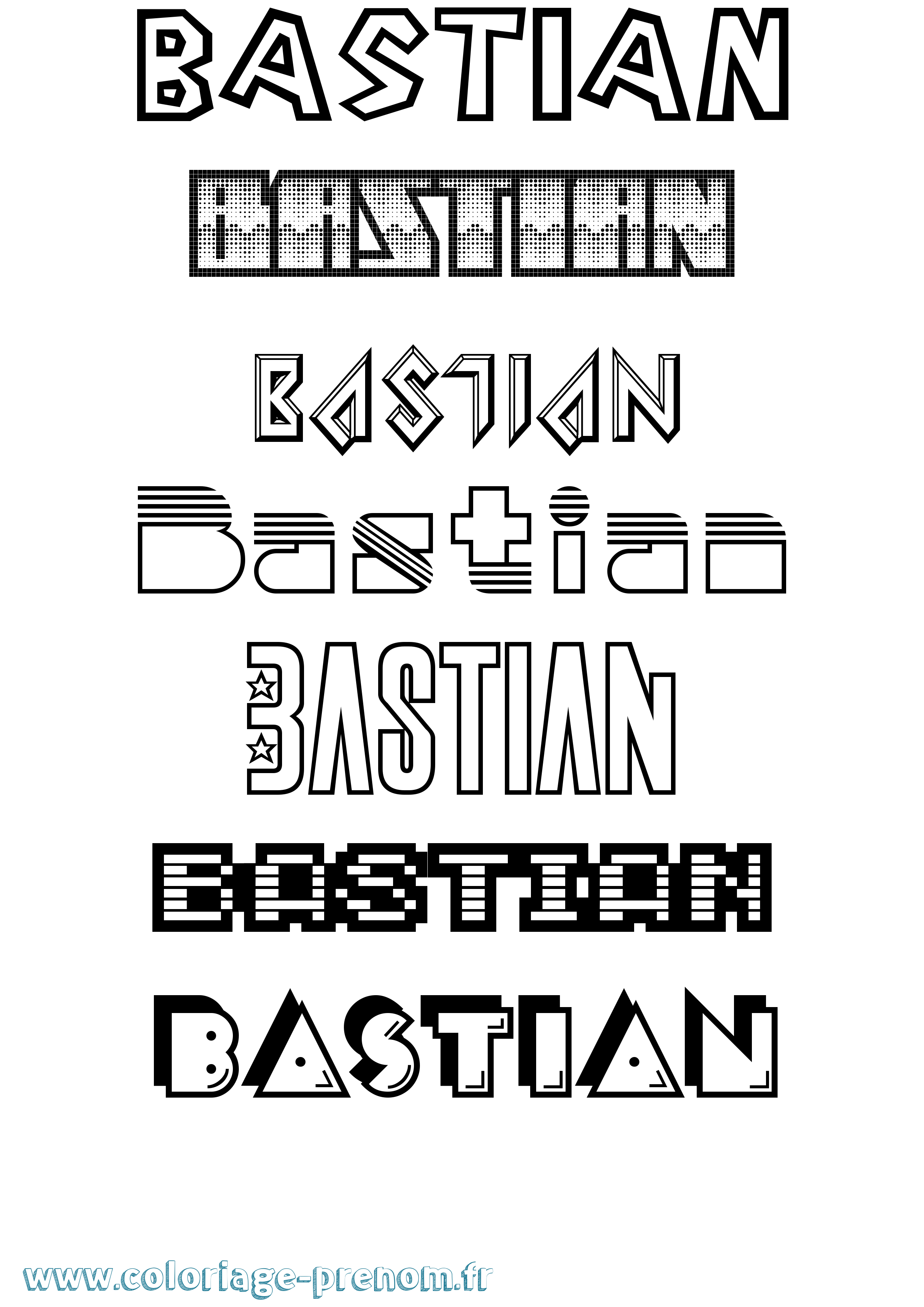 Coloriage prénom Bastian