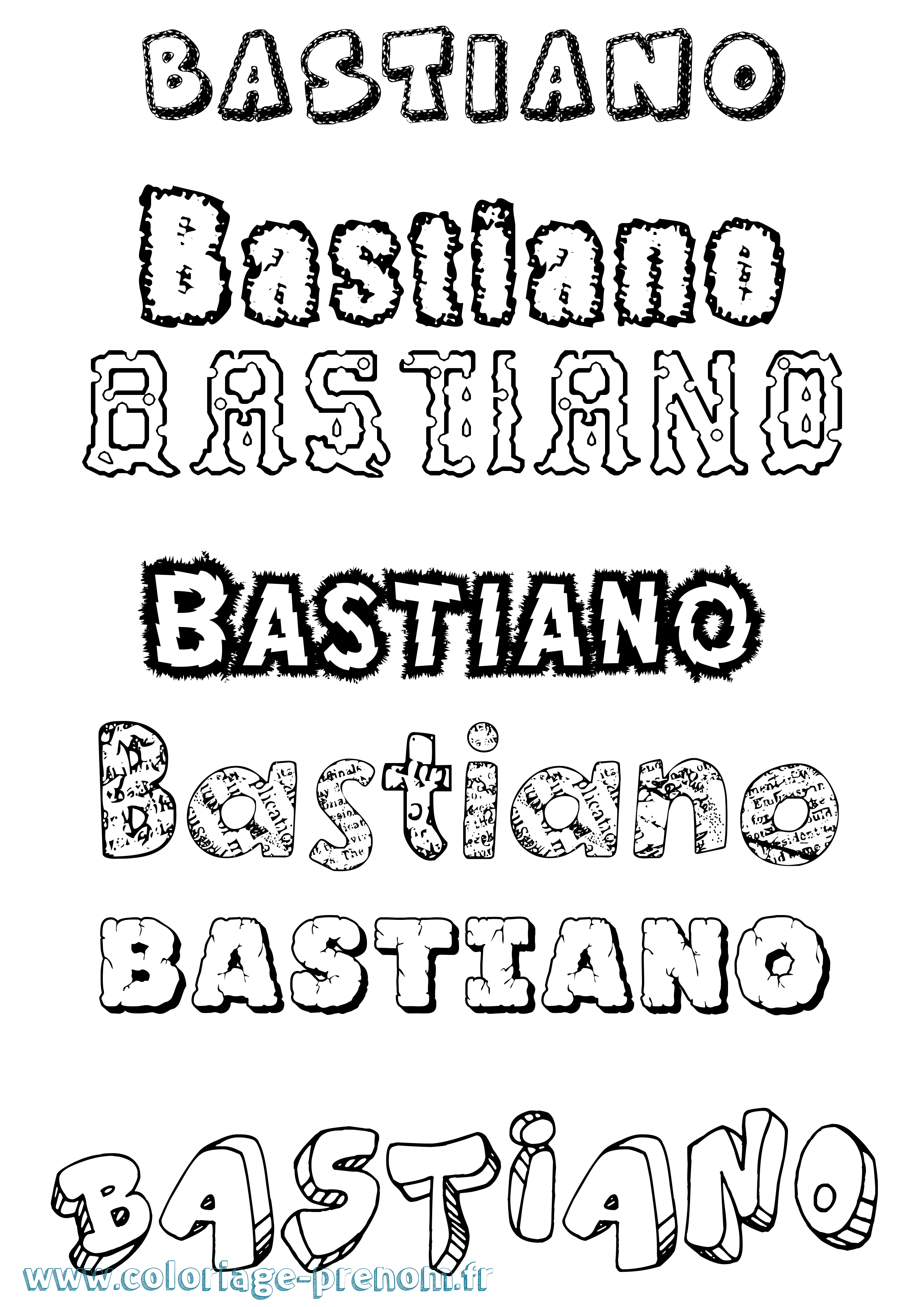 Coloriage prénom Bastiano Destructuré