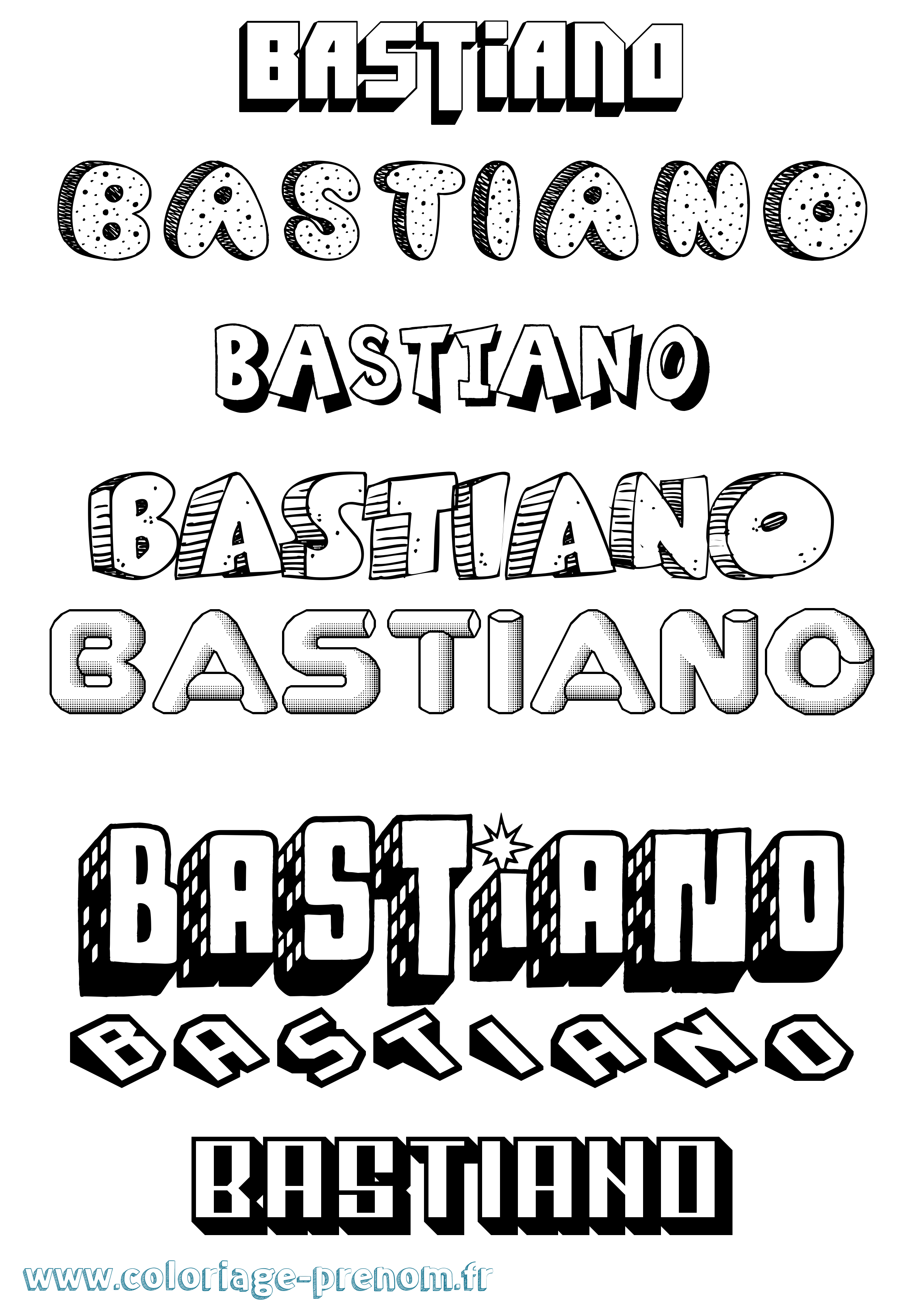 Coloriage prénom Bastiano Effet 3D