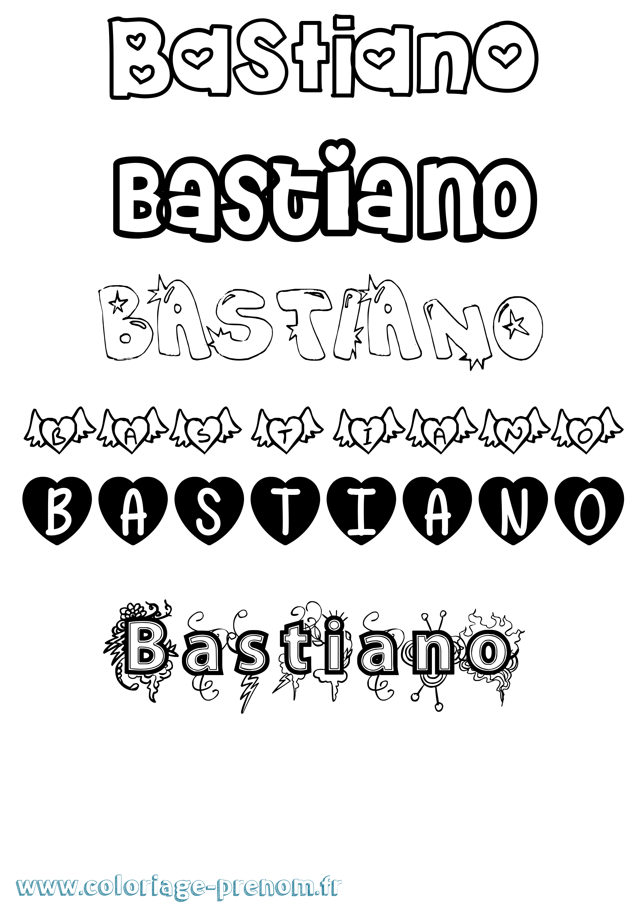 Coloriage prénom Bastiano Girly
