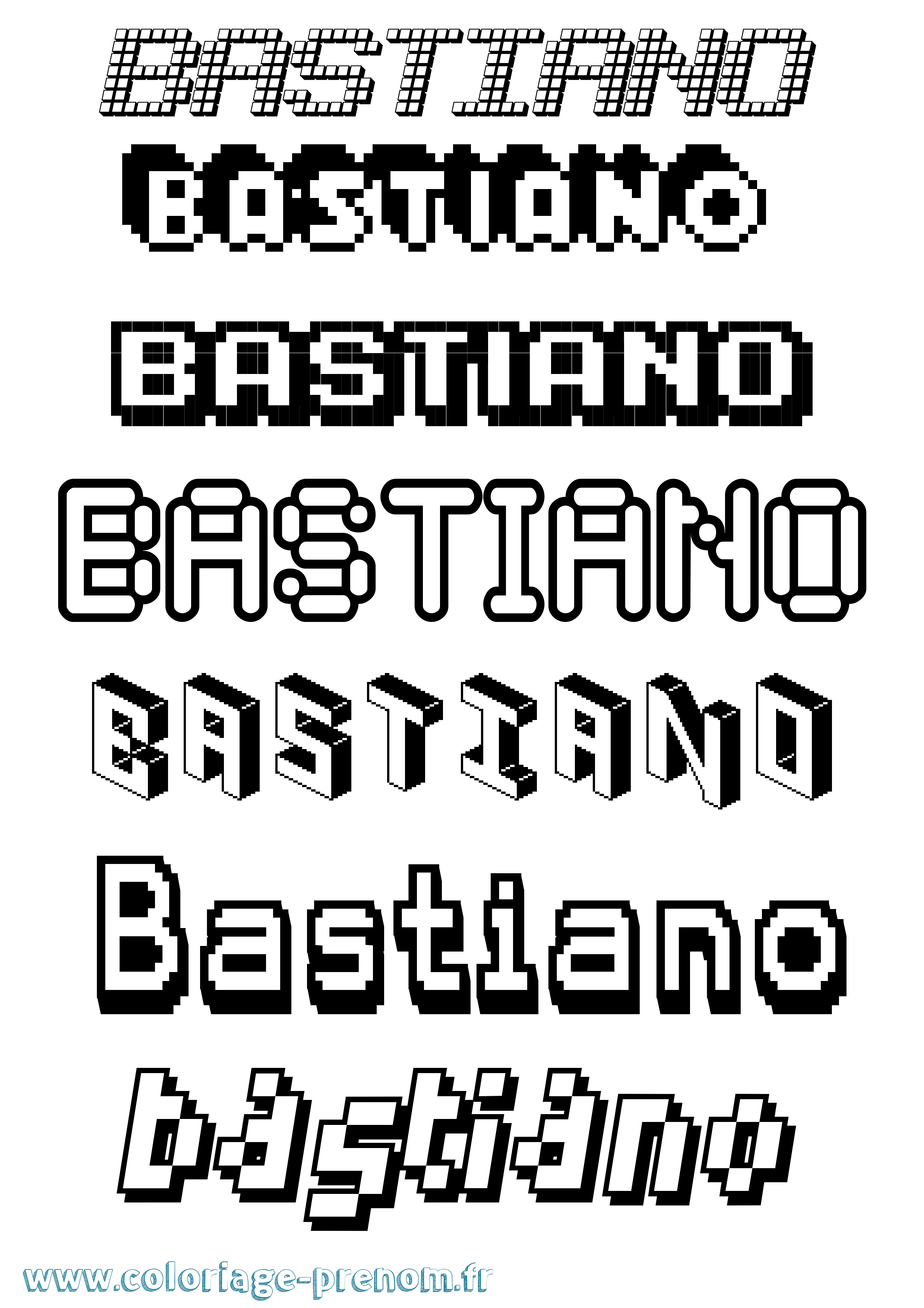Coloriage prénom Bastiano Pixel