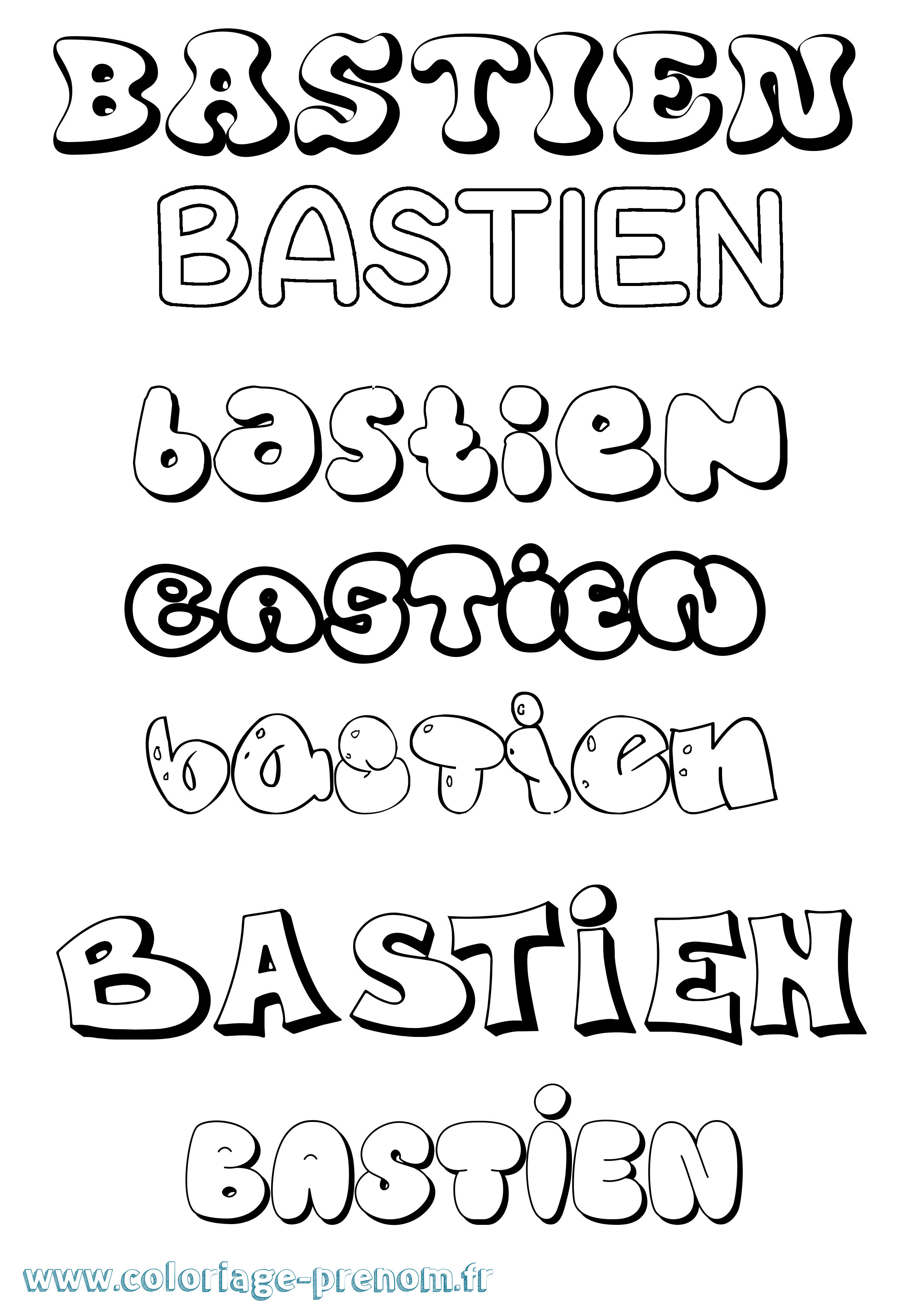 Coloriage prénom Bastien