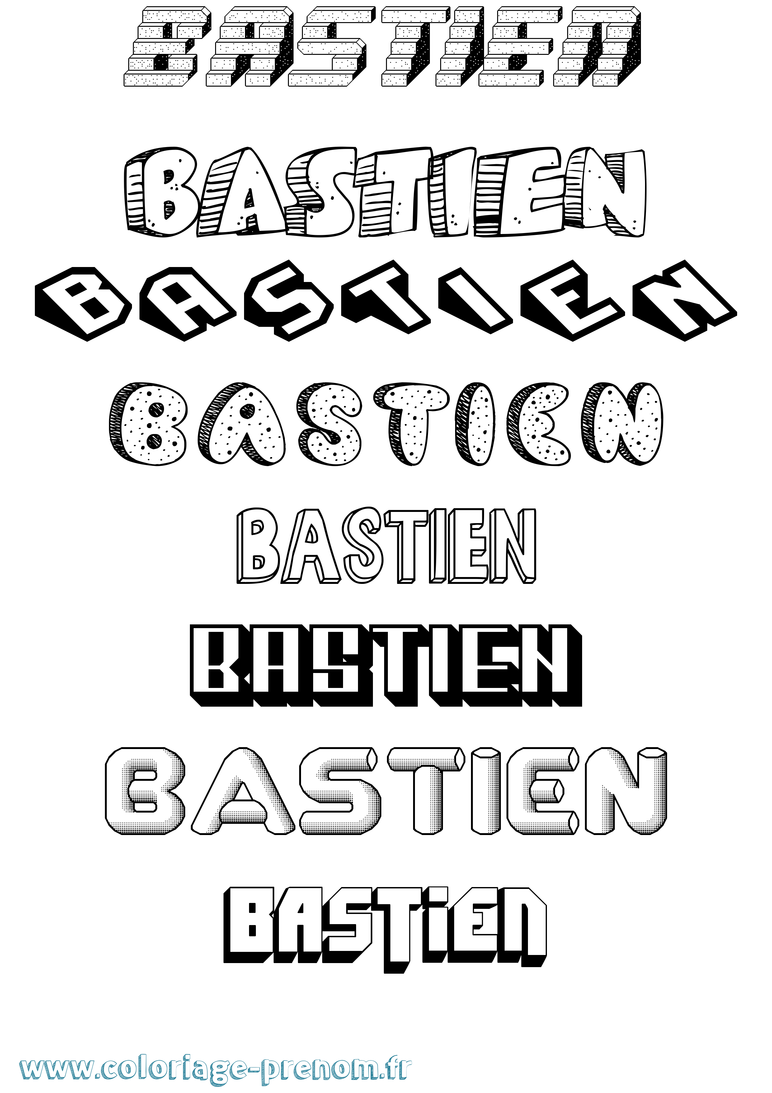 Coloriage prénom Bastien