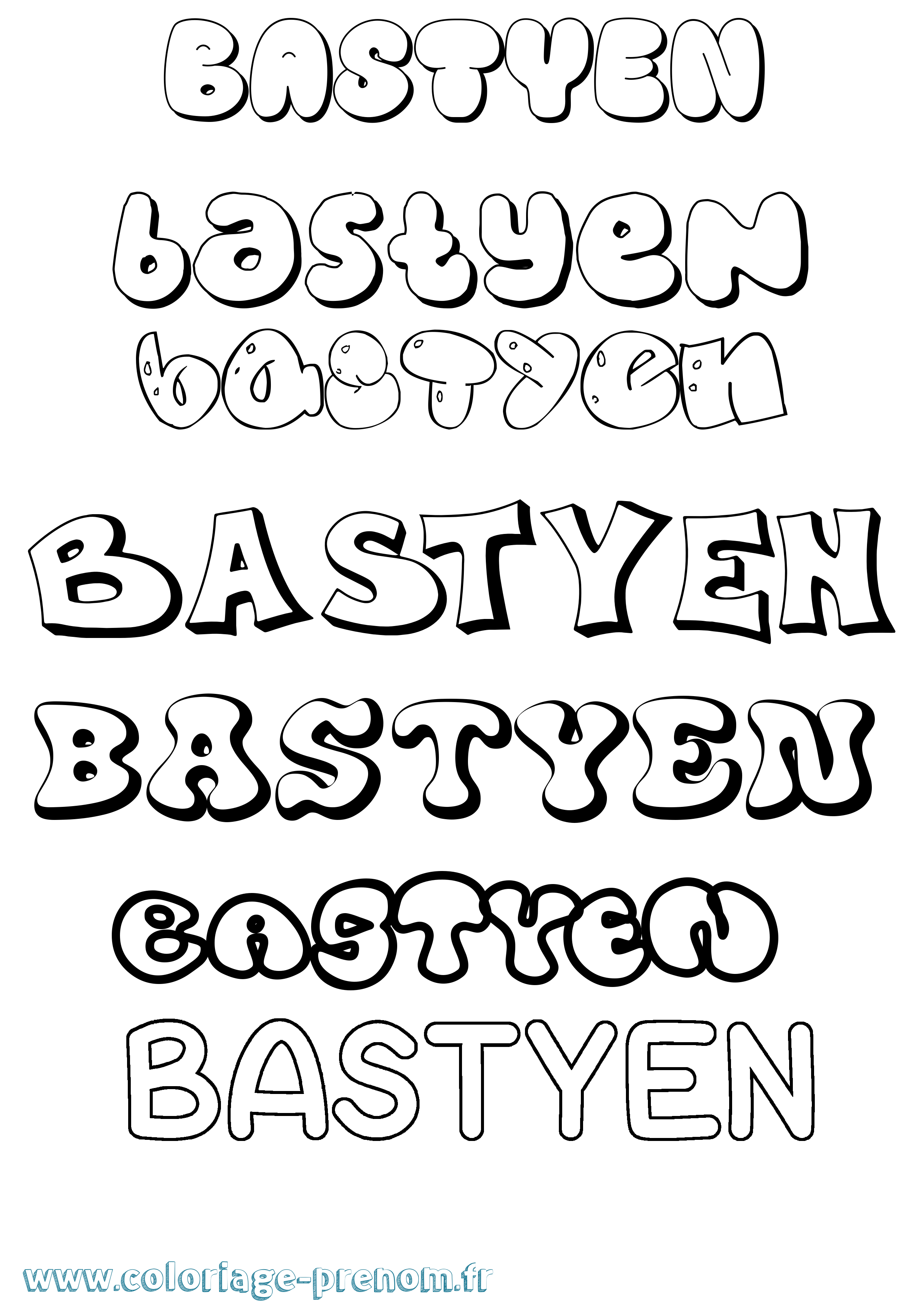 Coloriage Bastyen Bubble Coloriage prénom Bastyen Bubble