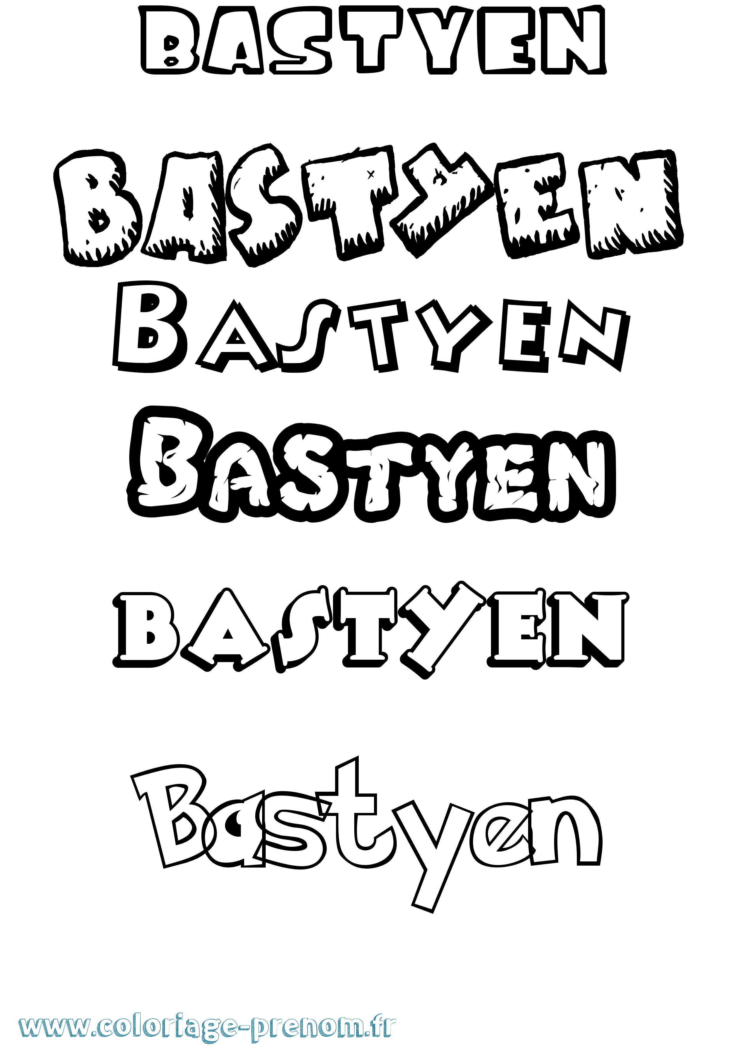 Coloriage Bastyen Dessin Animé Coloriage prénom Bastyen Dessin Animé