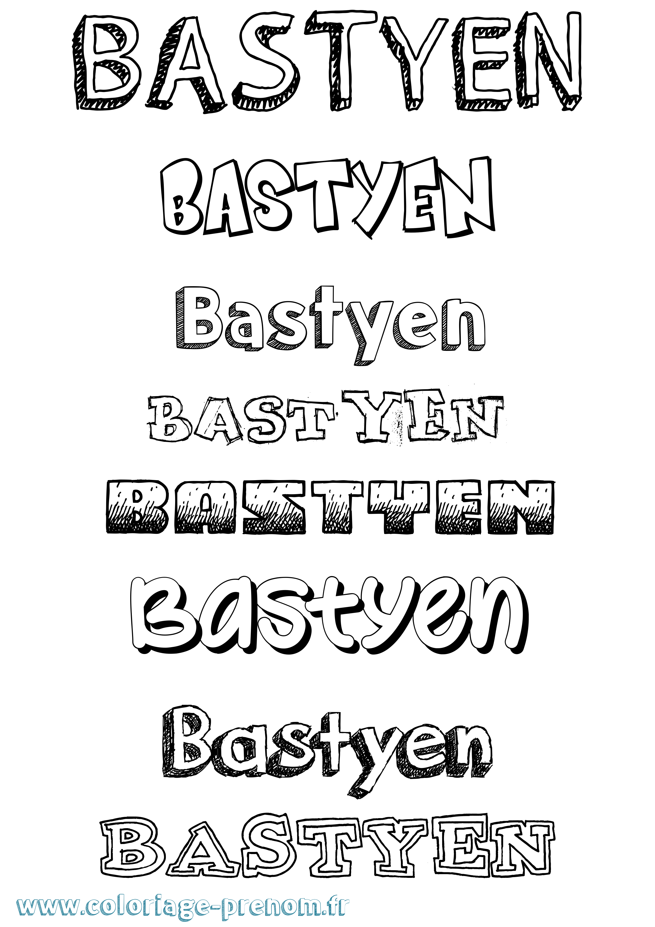 Coloriage Bastyen Dessiné Coloriage prénom Bastyen Dessiné