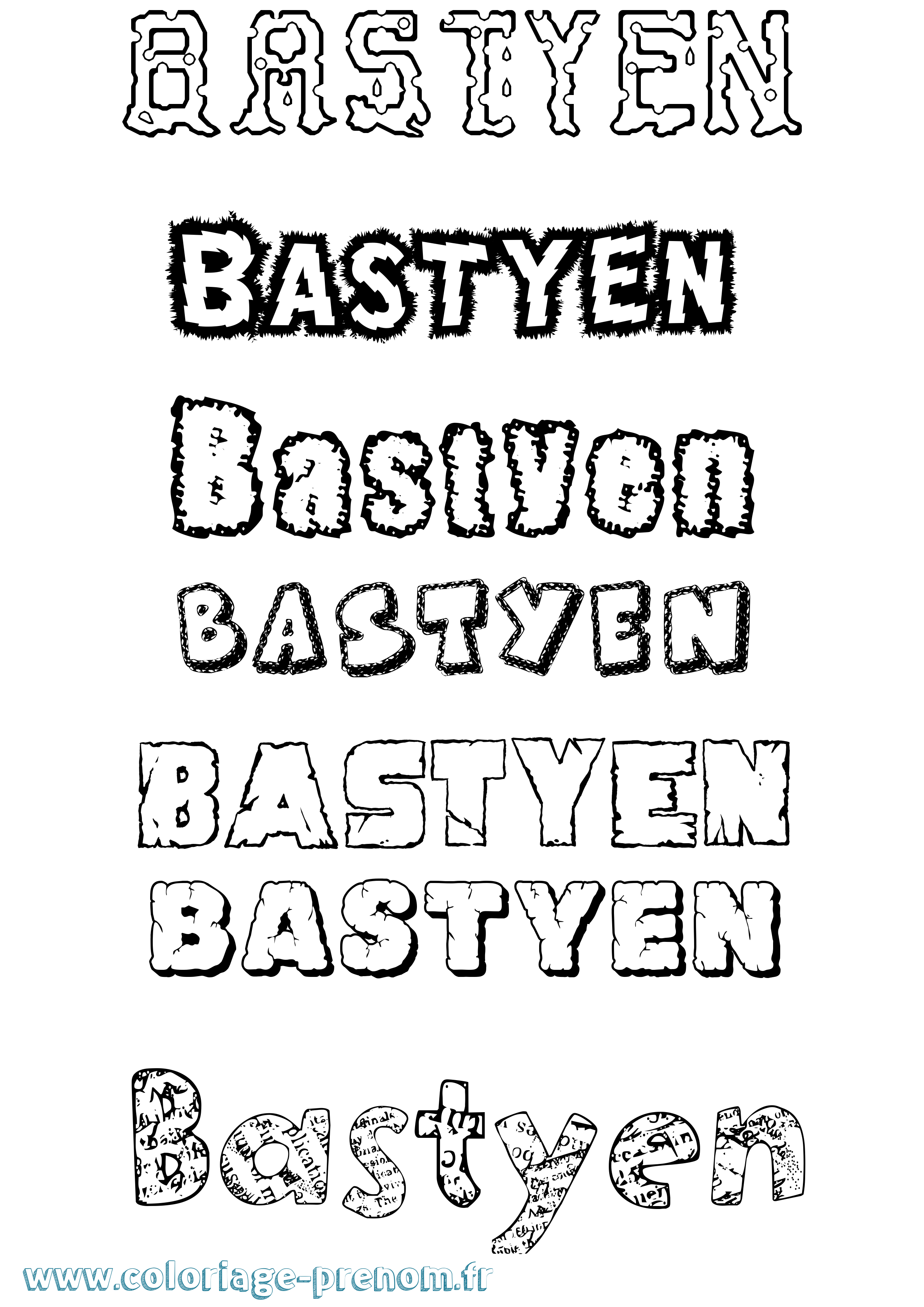Coloriage Bastyen Destructuré Coloriage prénom Bastyen Destructuré