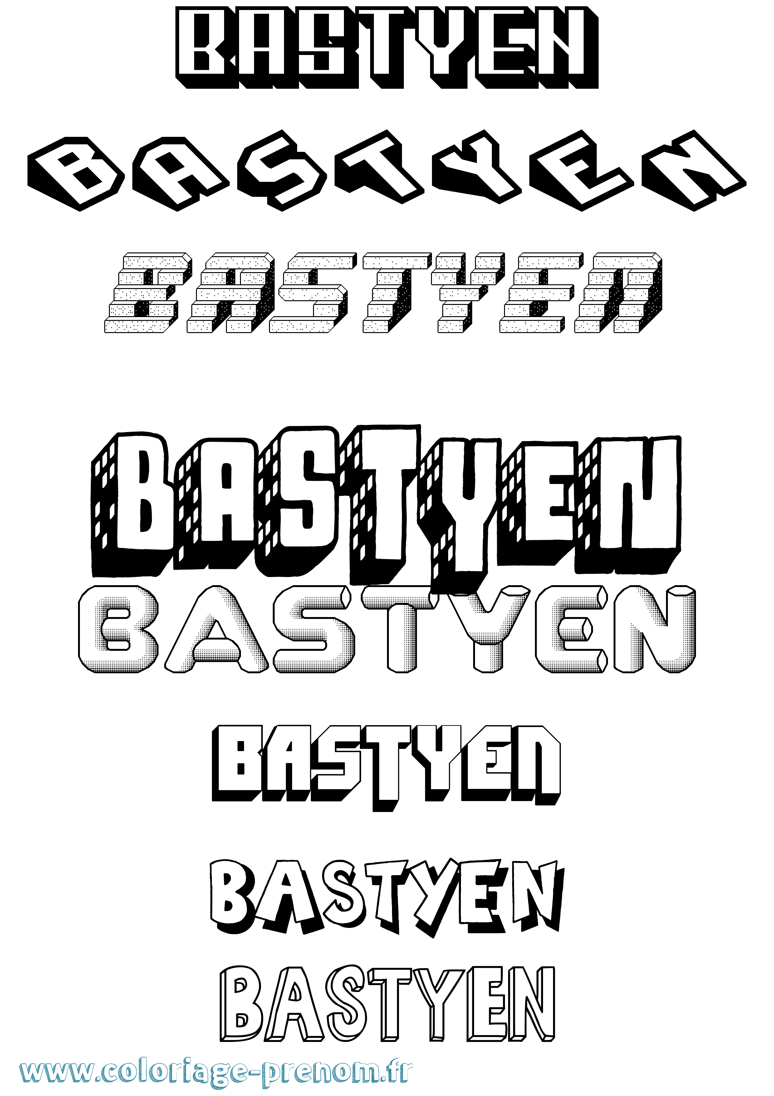 Coloriage Bastyen Effet 3D Coloriage prénom Bastyen Effet 3D