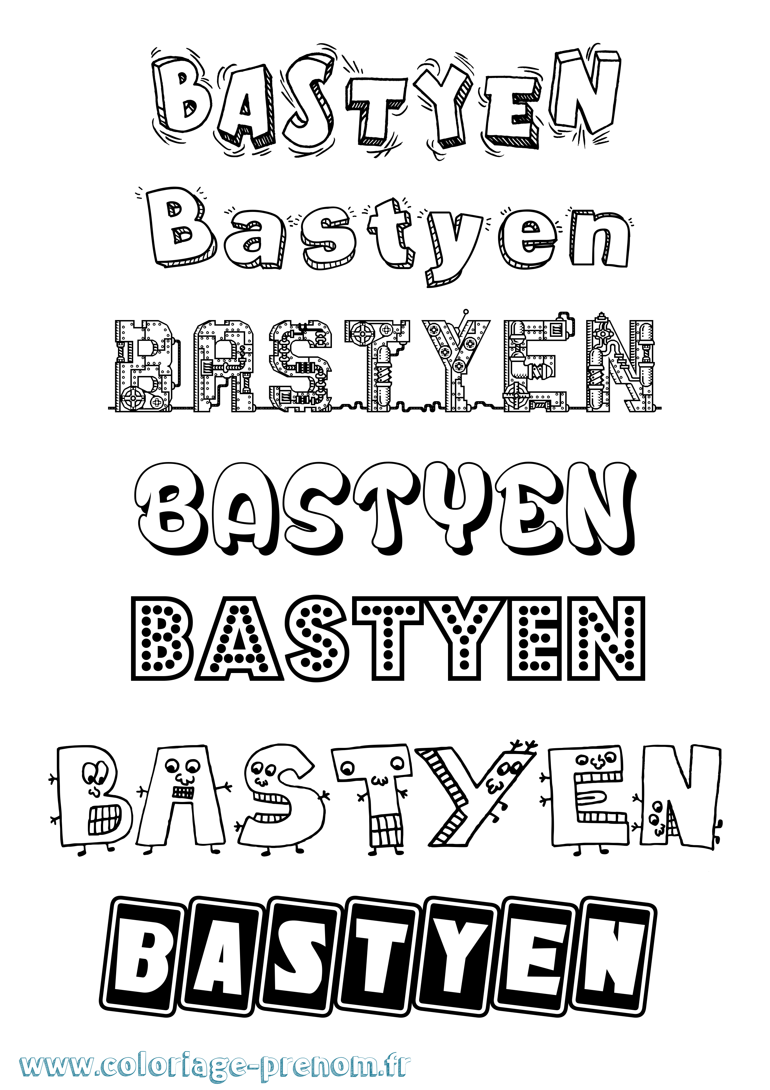 Coloriage Bastyen Fun Coloriage prénom Bastyen Fun
