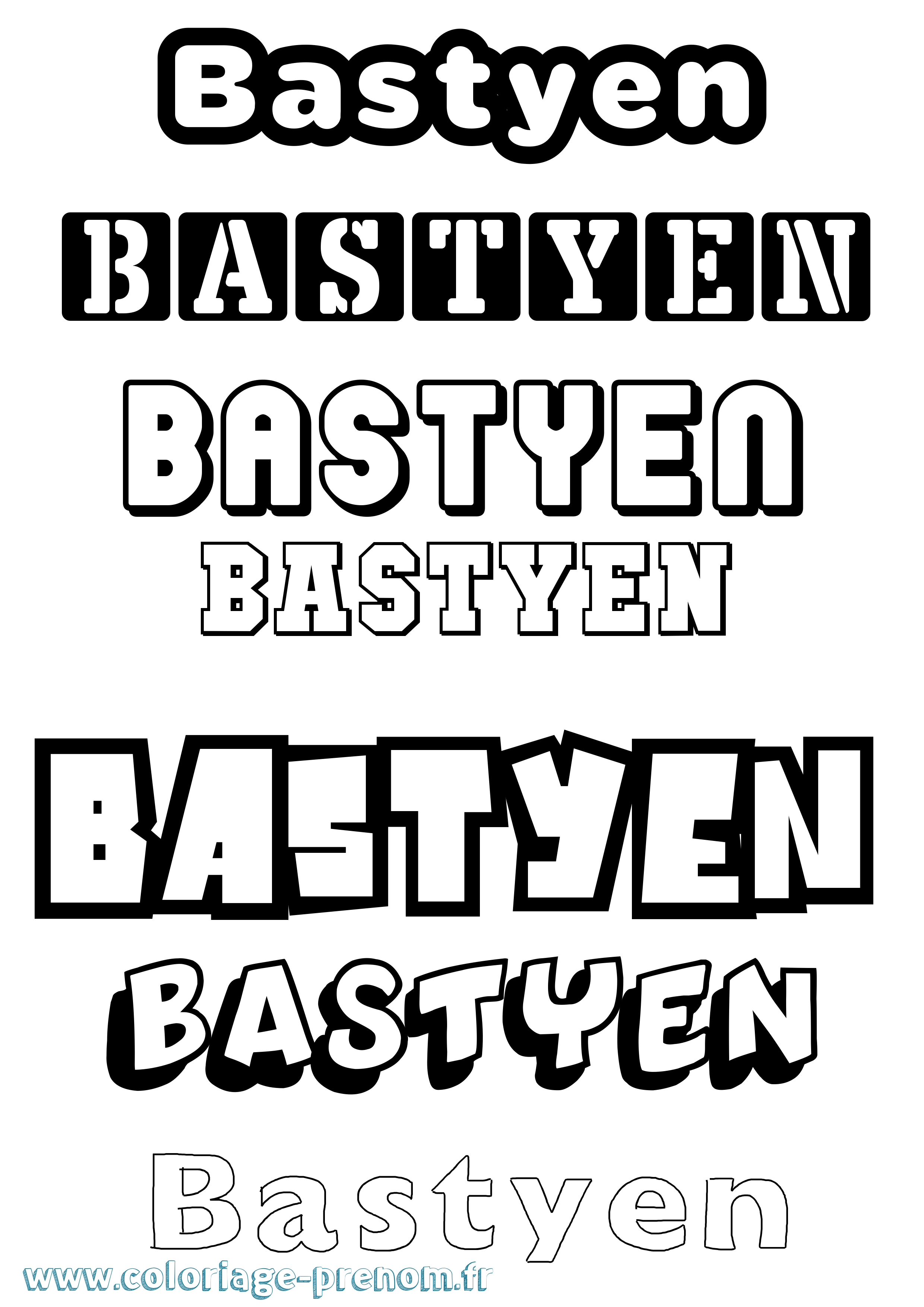 Coloriage Bastyen Simple Coloriage prénom Bastyen Simple
