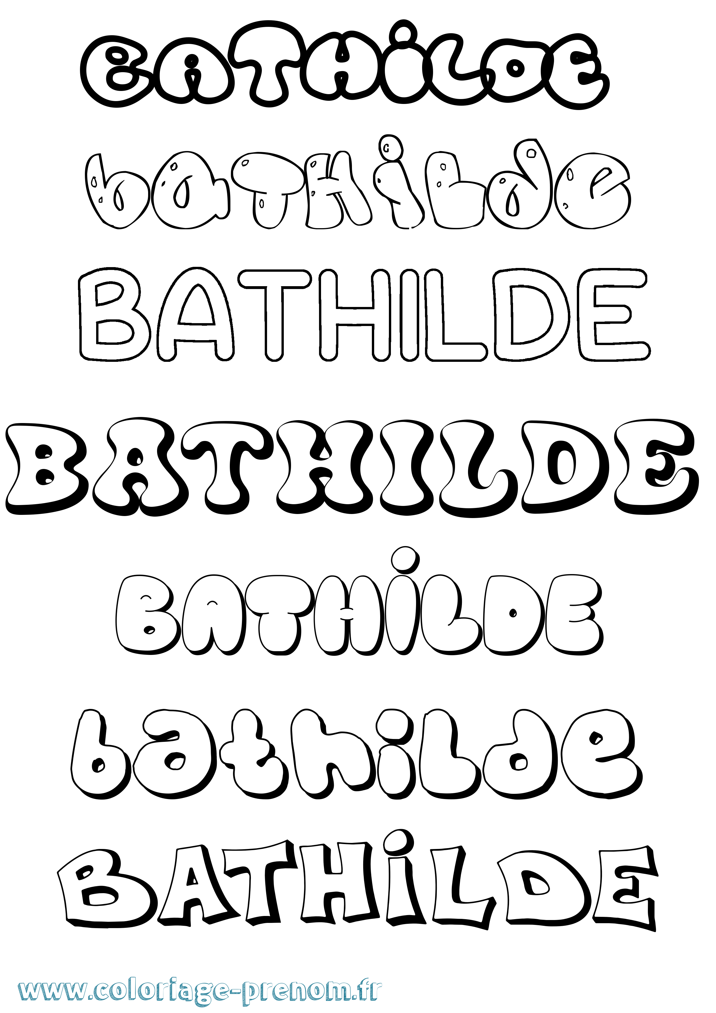 Coloriage prénom Bathilde Bubble