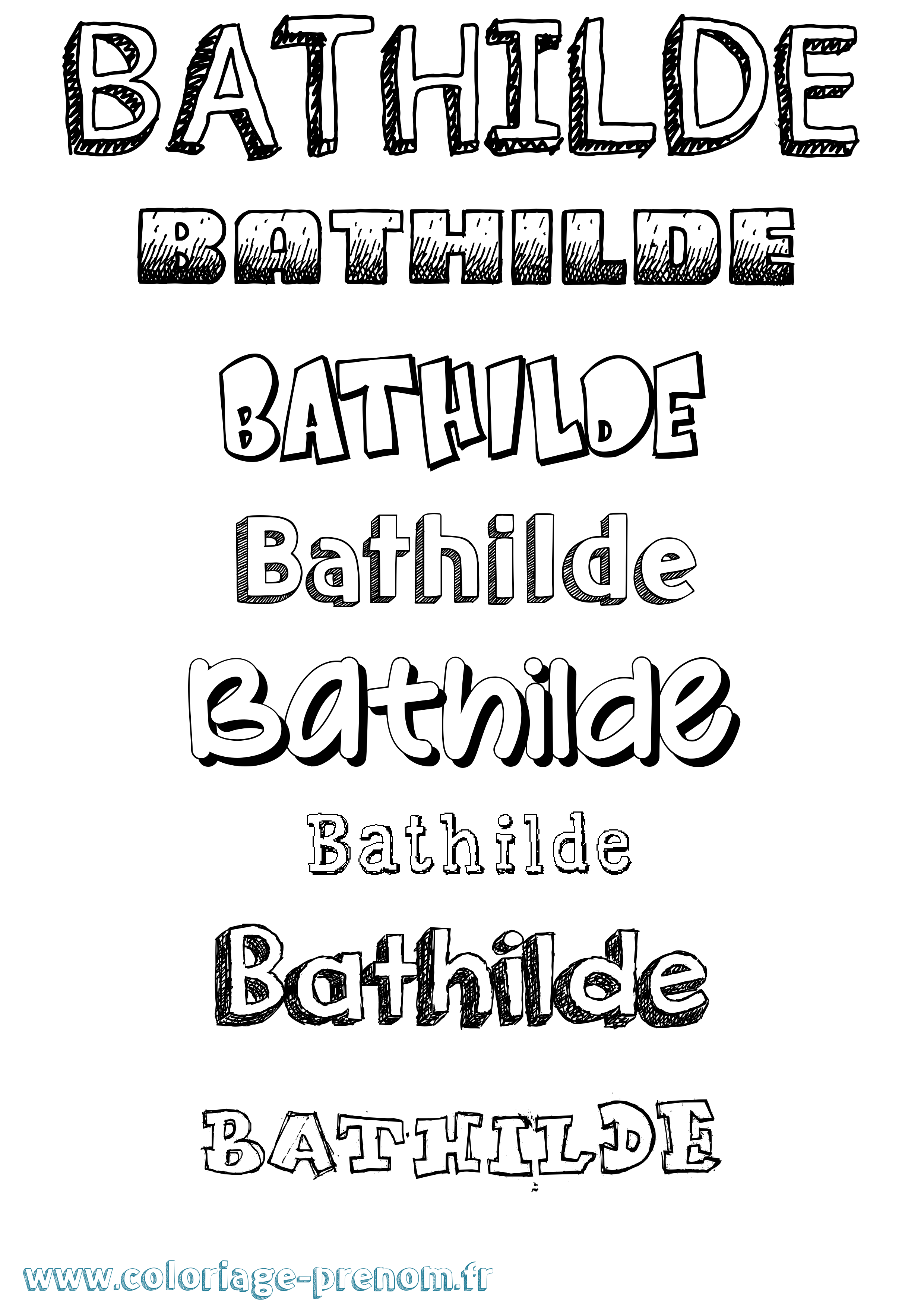 Coloriage prénom Bathilde Dessiné