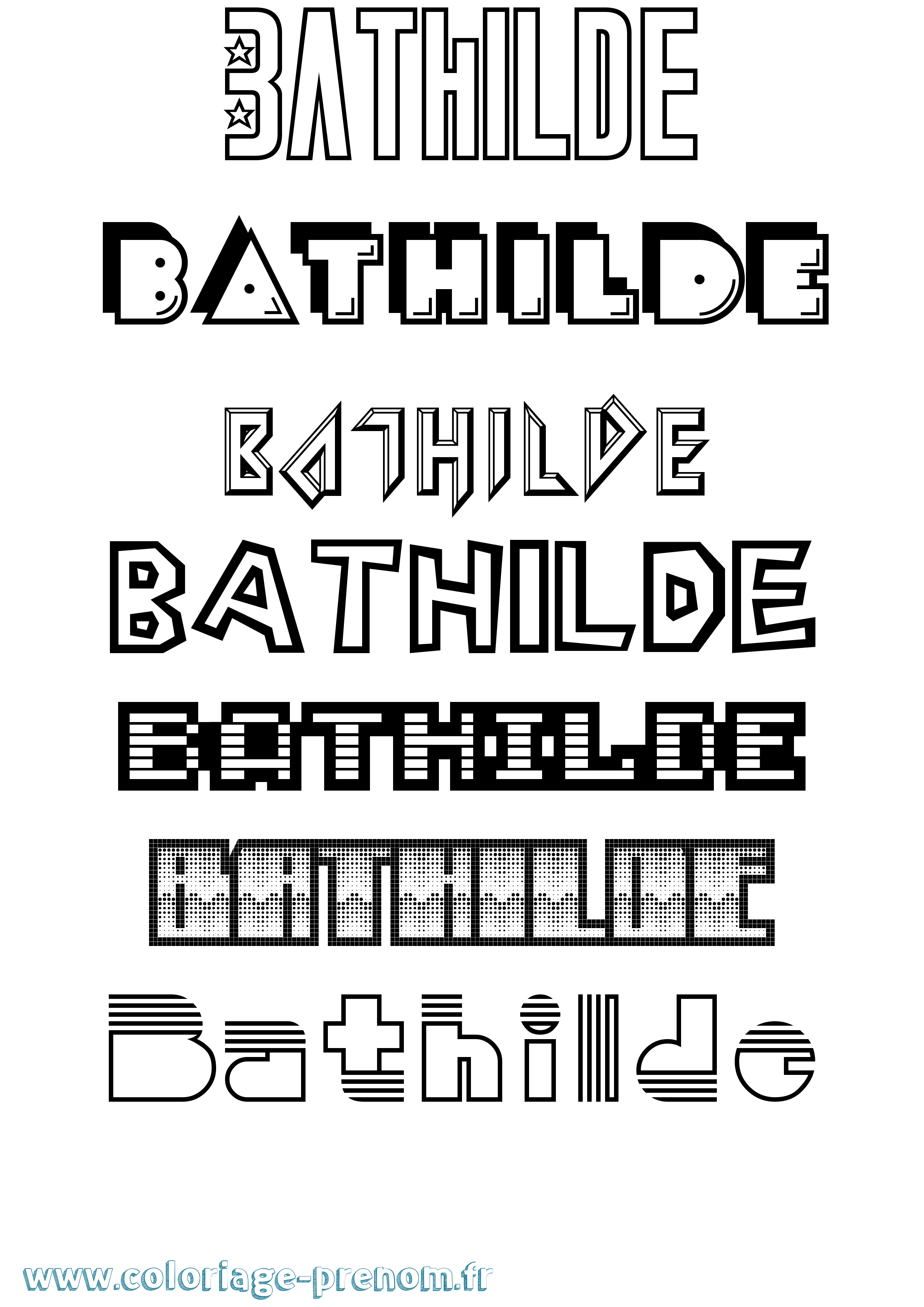 Coloriage prénom Bathilde Jeux Vidéos