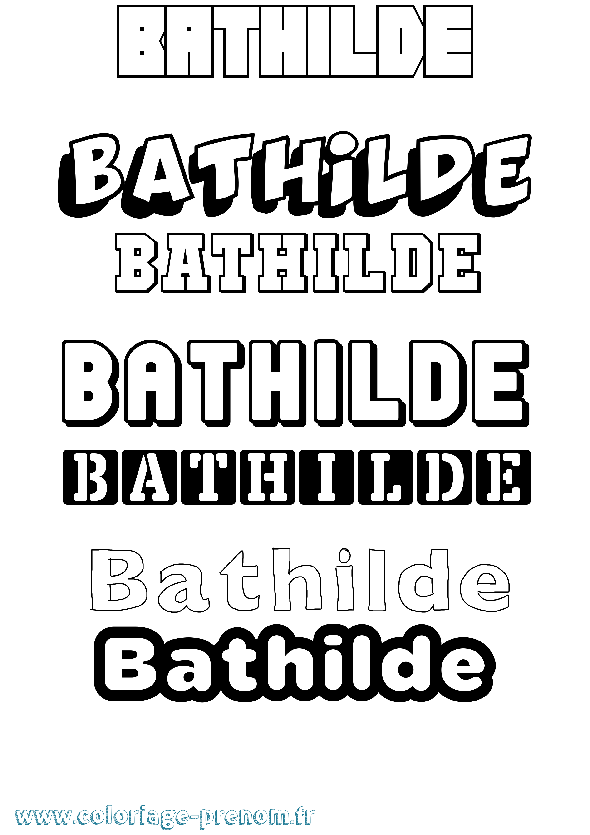 Coloriage prénom Bathilde Simple