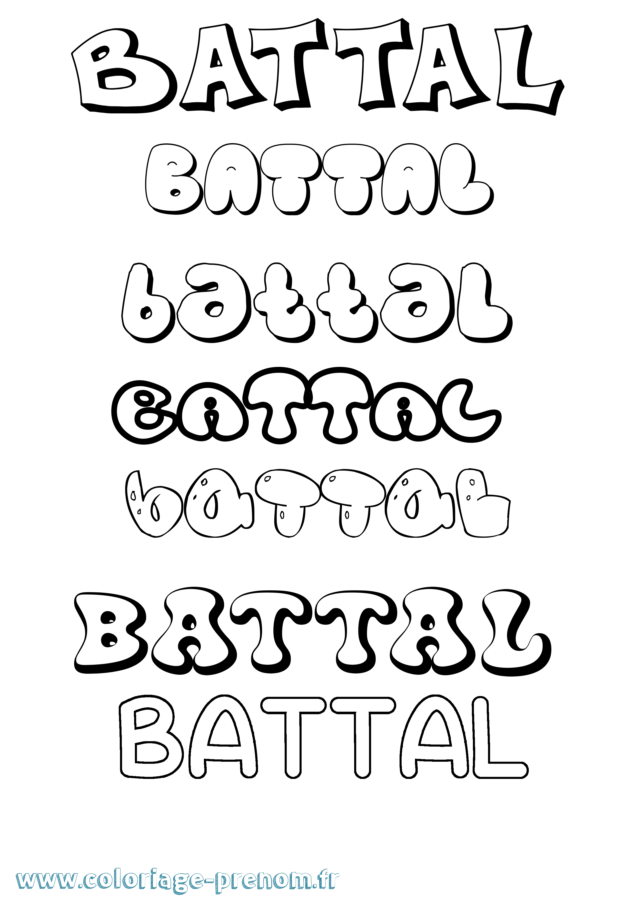 Coloriage Battal Bubble Coloriage prénom Battal Bubble