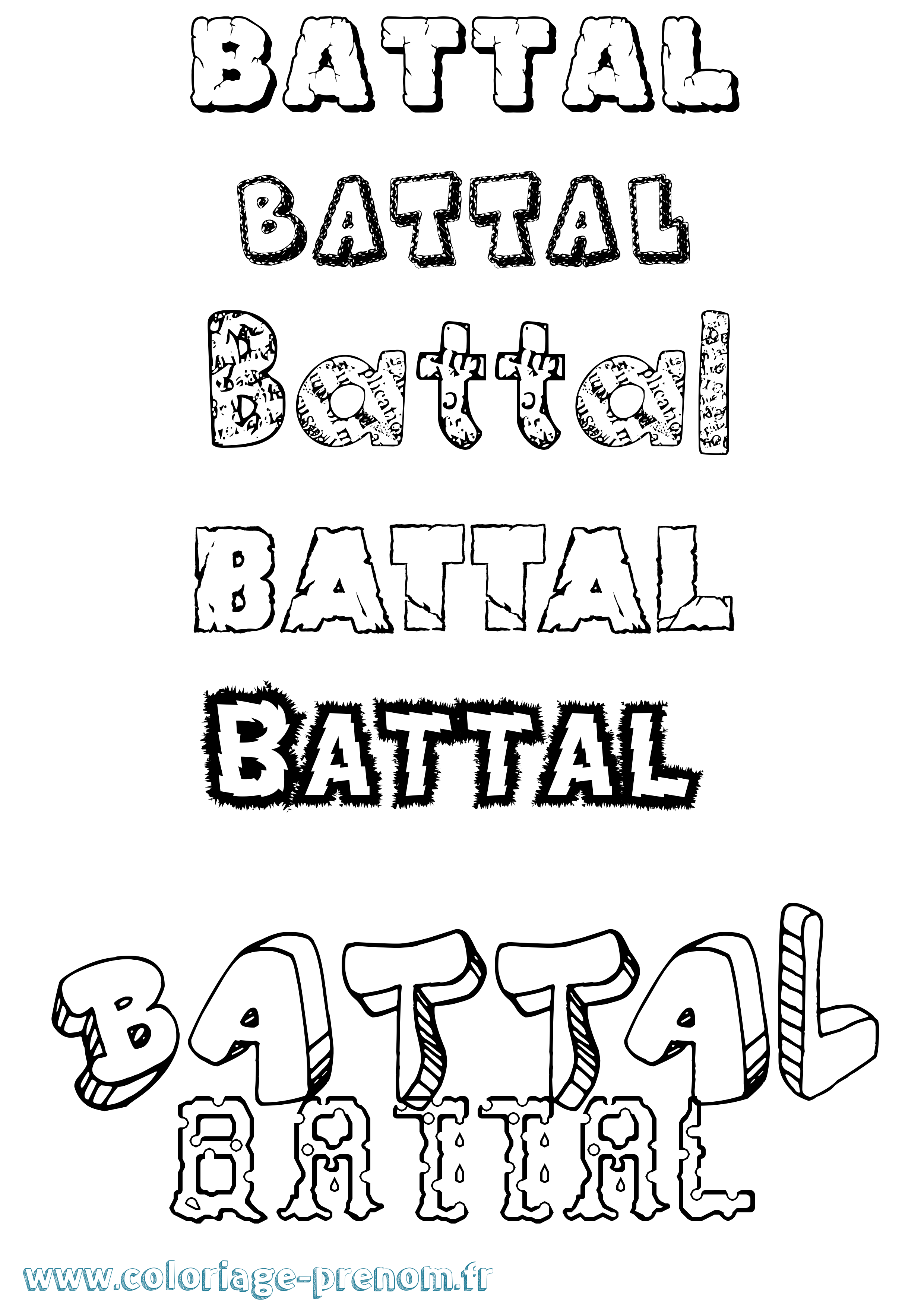 Coloriage Battal Destructuré Coloriage prénom Battal Destructuré