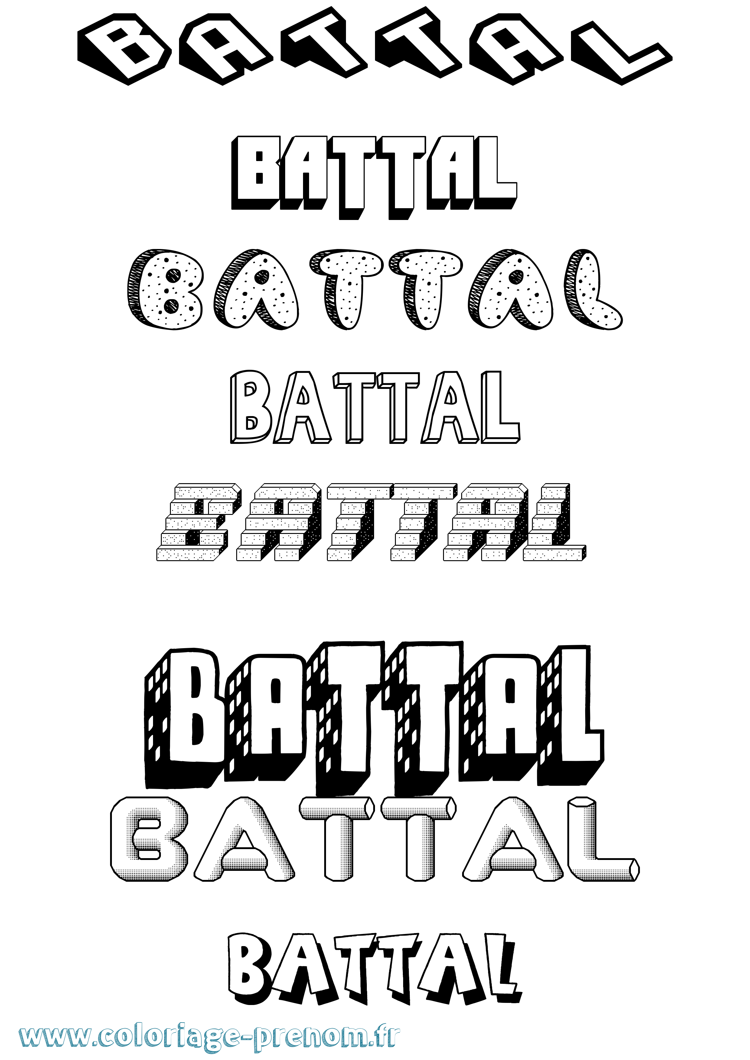 Coloriage Battal Effet 3D Coloriage prénom Battal Effet 3D