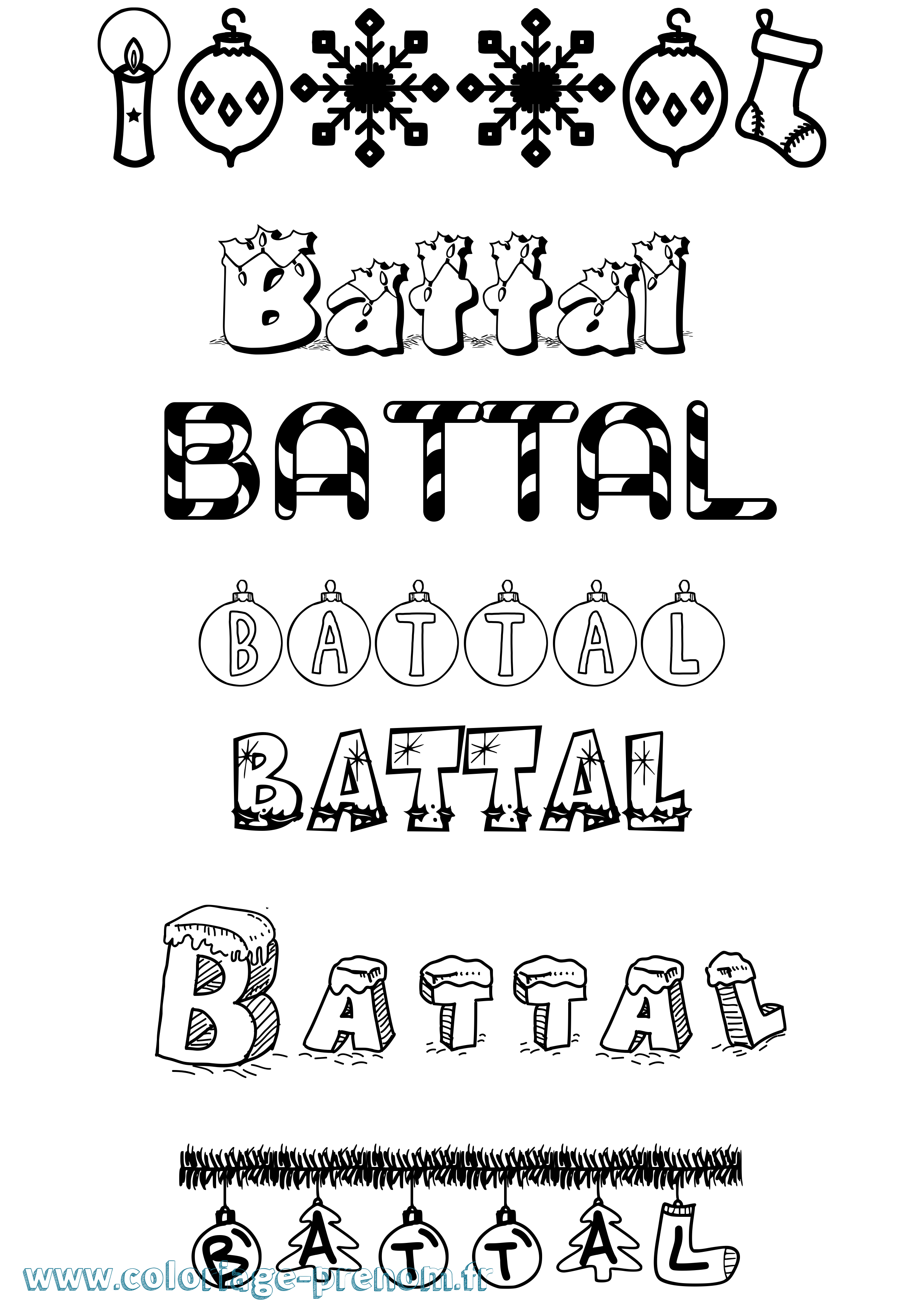 Coloriage Battal Noël Coloriage prénom Battal Noël