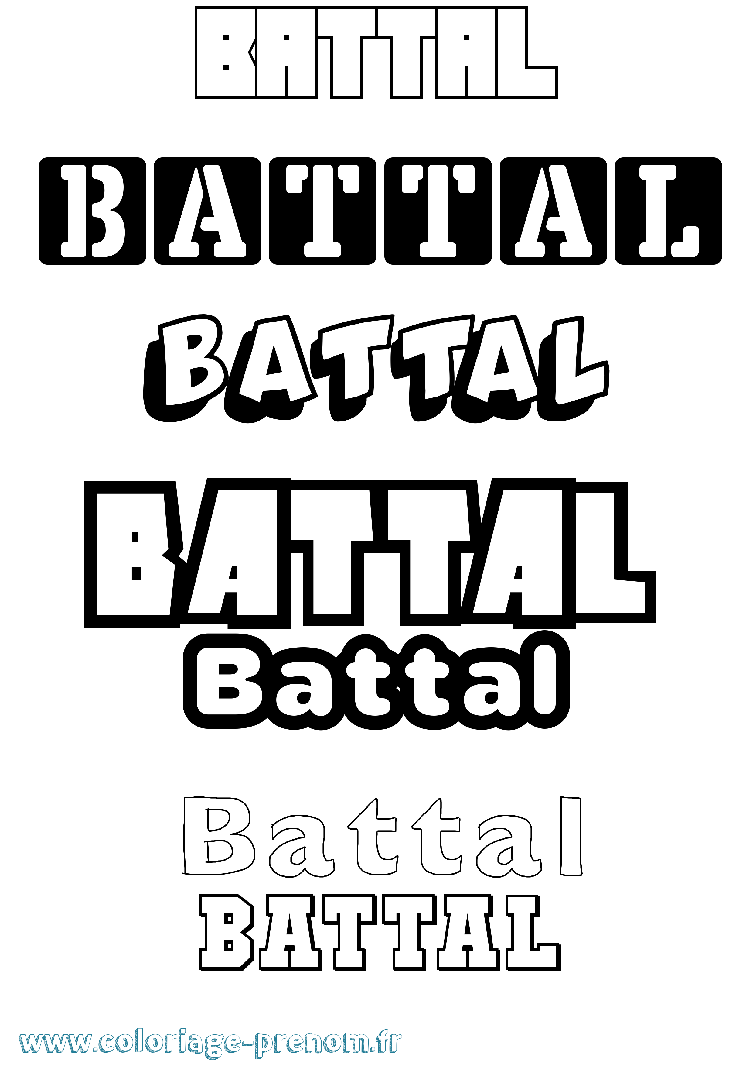 Coloriage Battal Simple Coloriage prénom Battal Simple