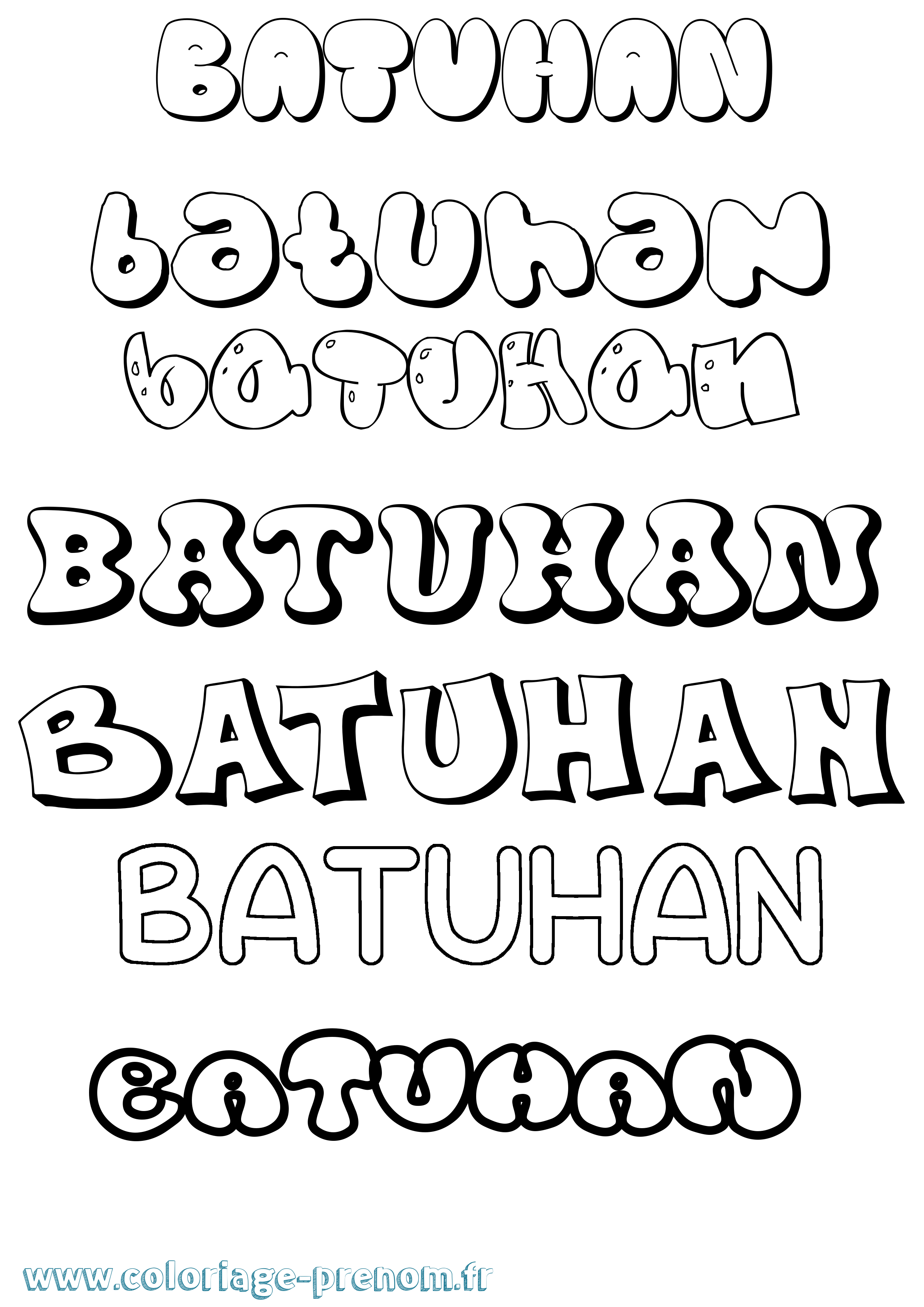 Coloriage Batuhan Bubble Coloriage prénom Batuhan Bubble
