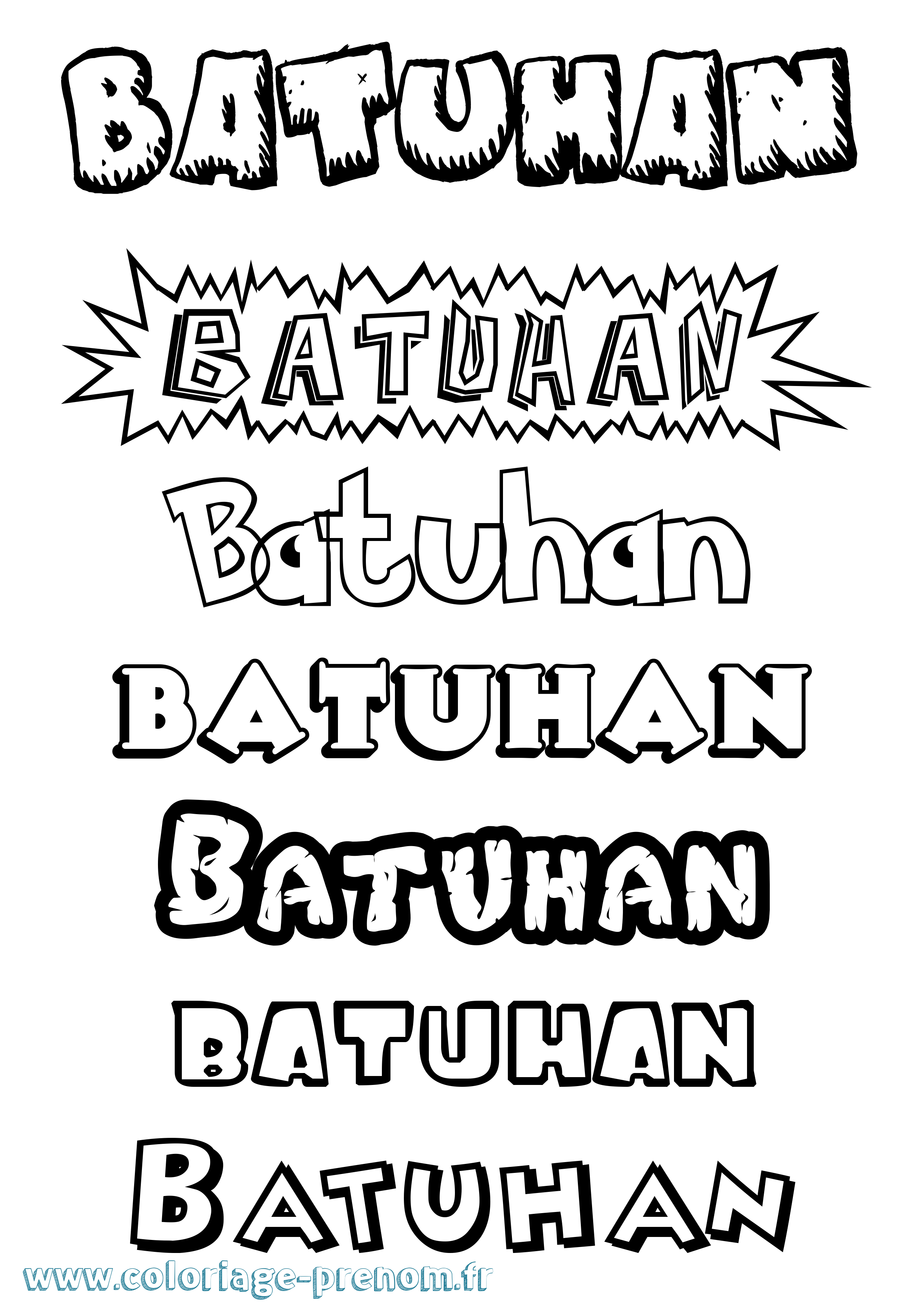 Coloriage Batuhan Dessin Animé Coloriage prénom Batuhan Dessin Animé