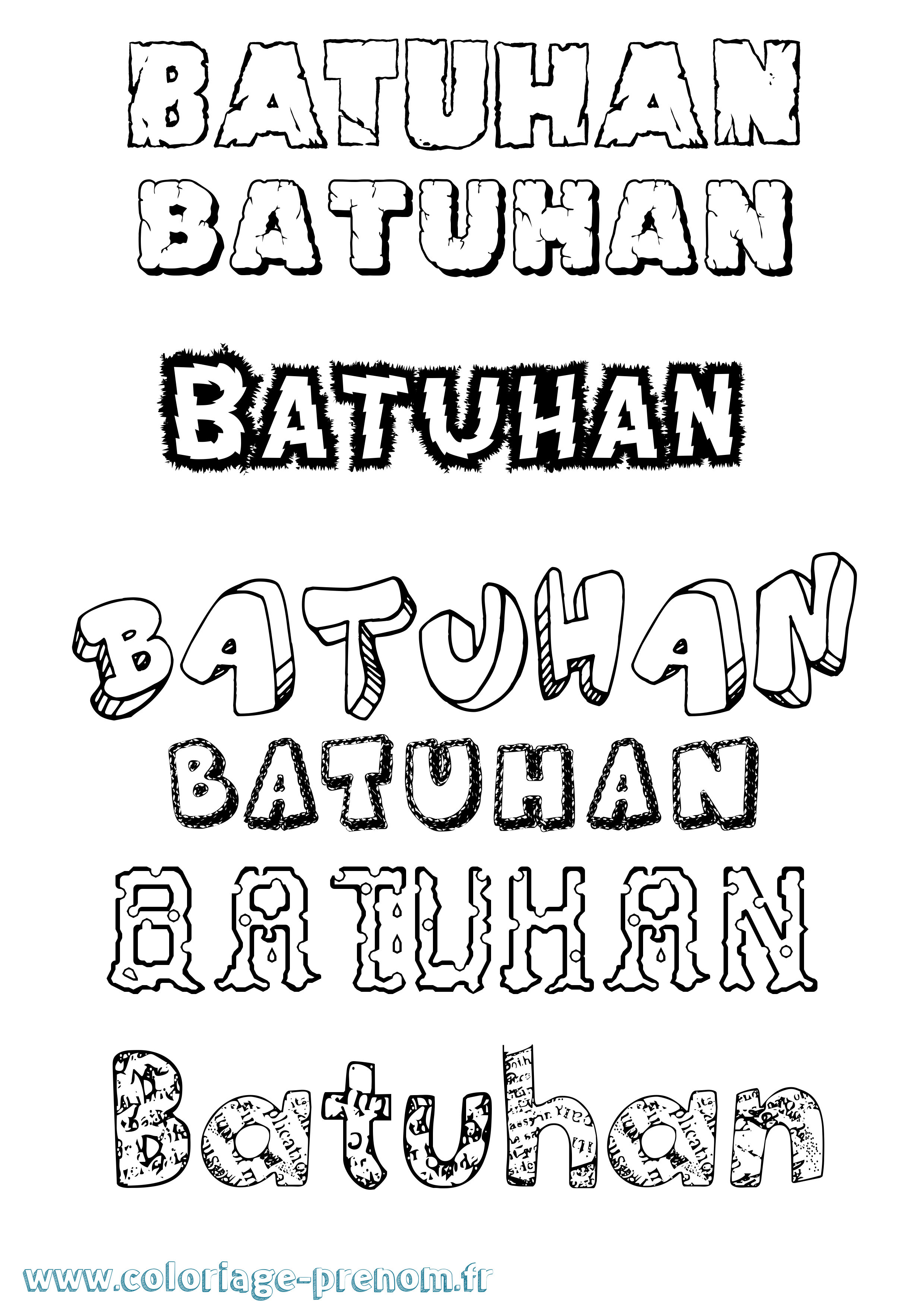 Coloriage prénom Batuhan Destructuré