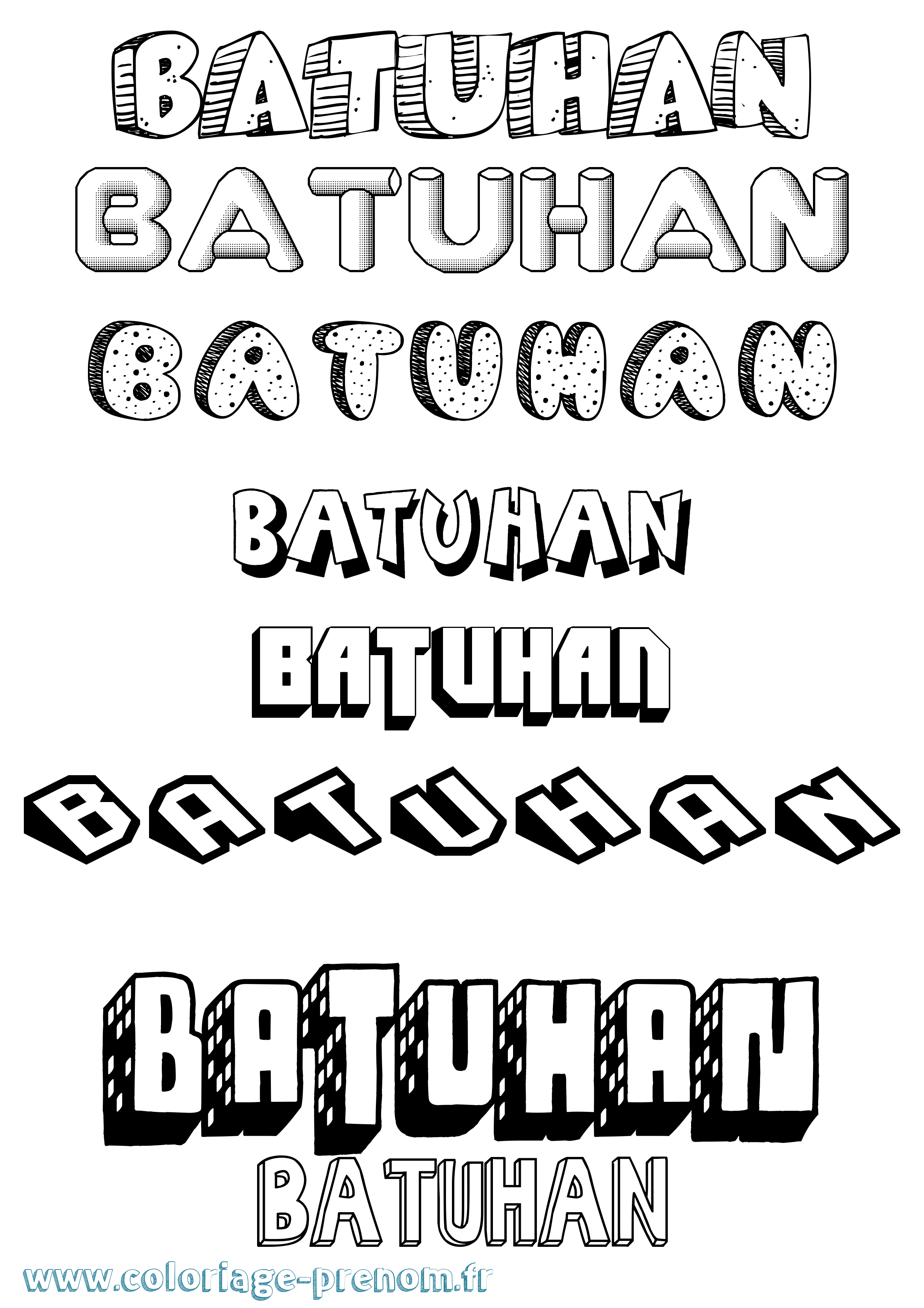 Coloriage Batuhan Effet 3D Coloriage prénom Batuhan Effet 3D