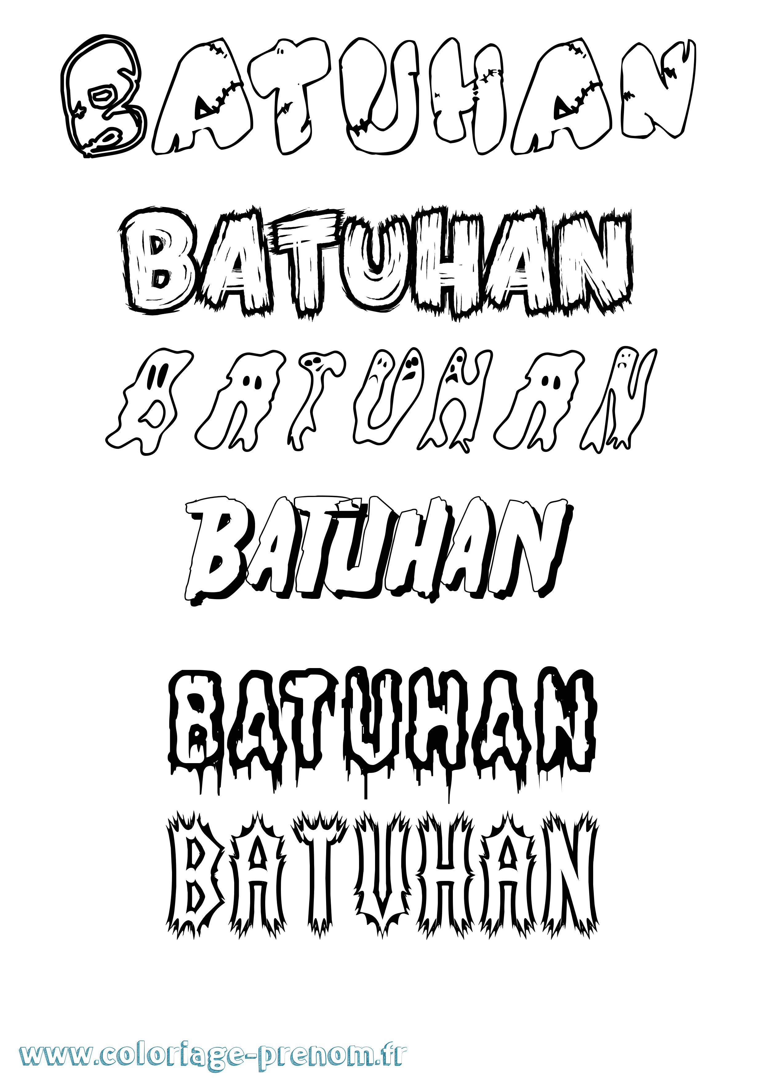 Coloriage Batuhan Frisson Coloriage prénom Batuhan Frisson
