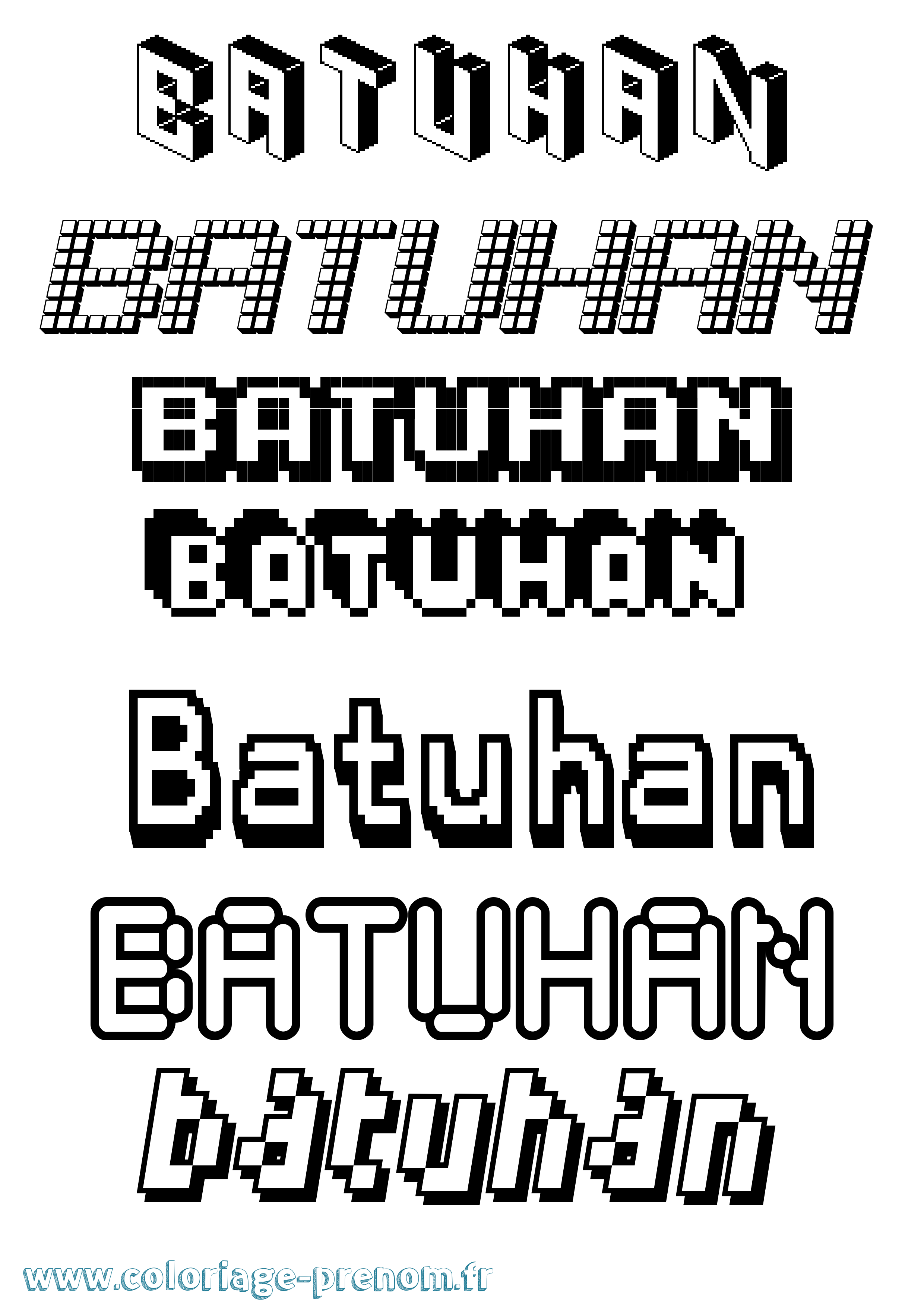 Coloriage prénom Batuhan Pixel