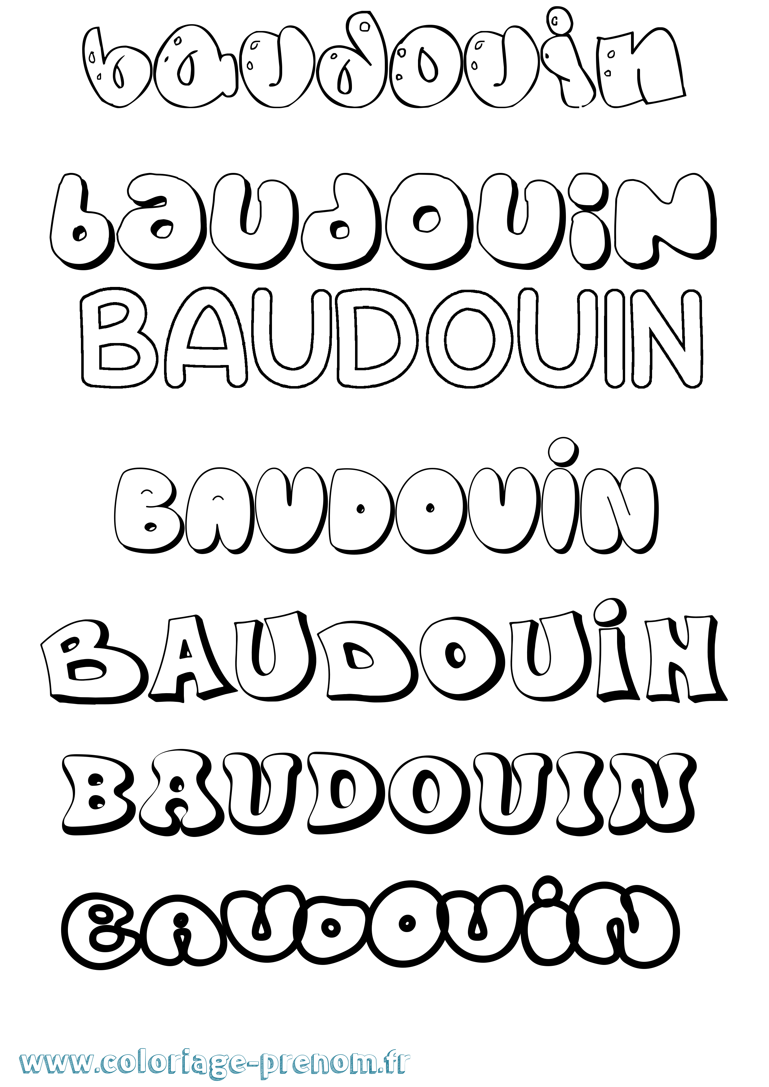 Coloriage prénom Baudouin Bubble