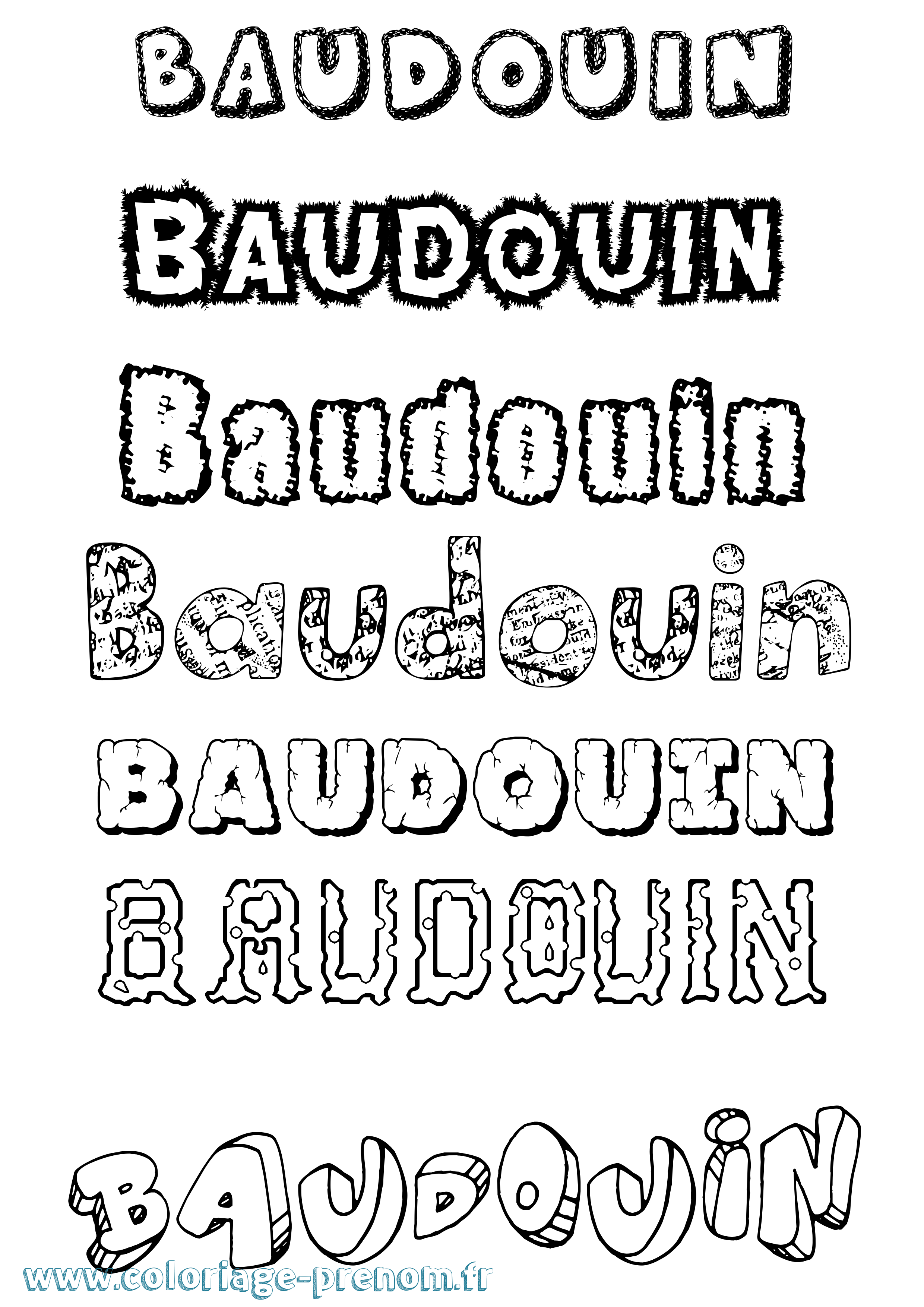 Coloriage prénom Baudouin Destructuré