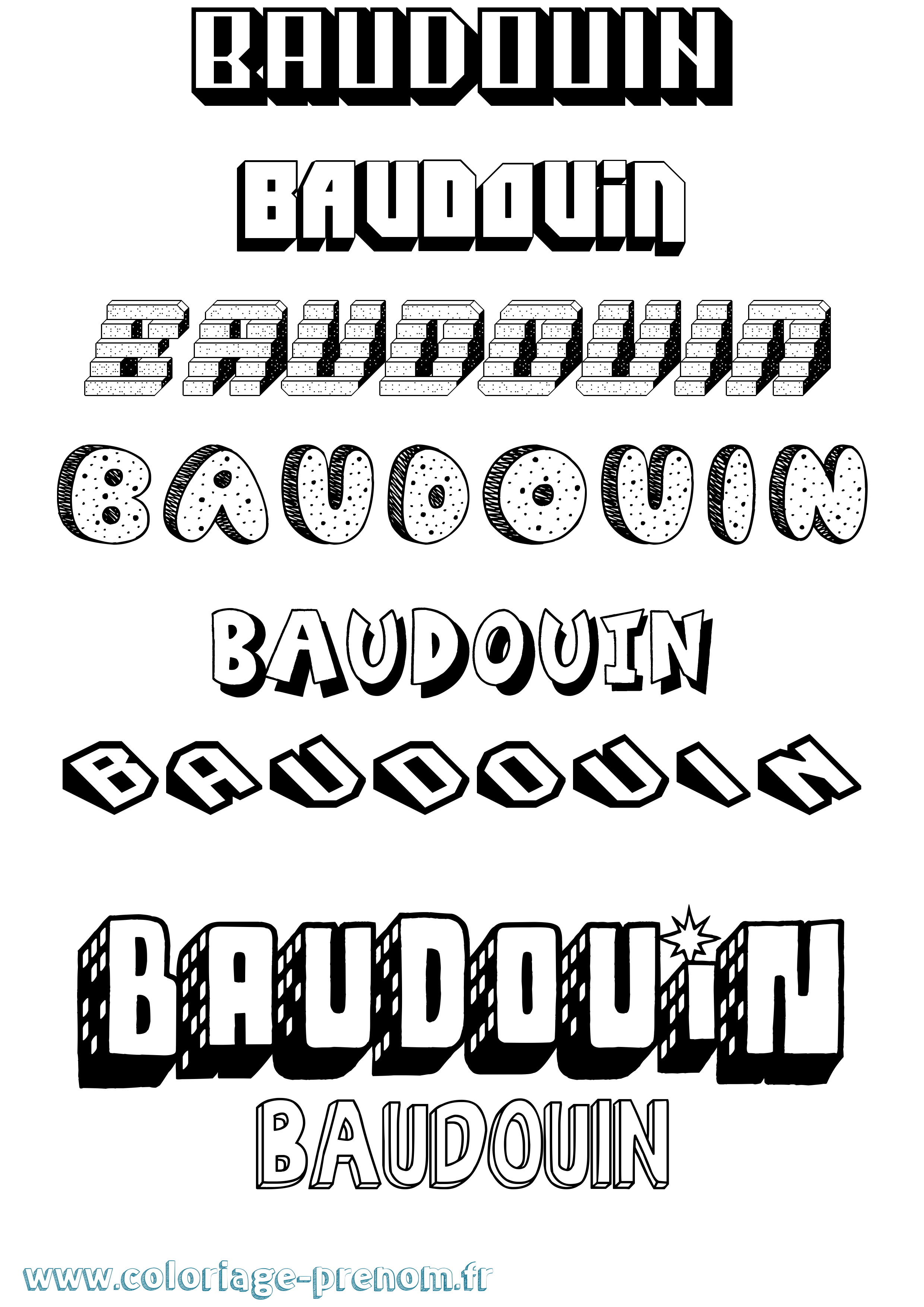 Coloriage prénom Baudouin Effet 3D