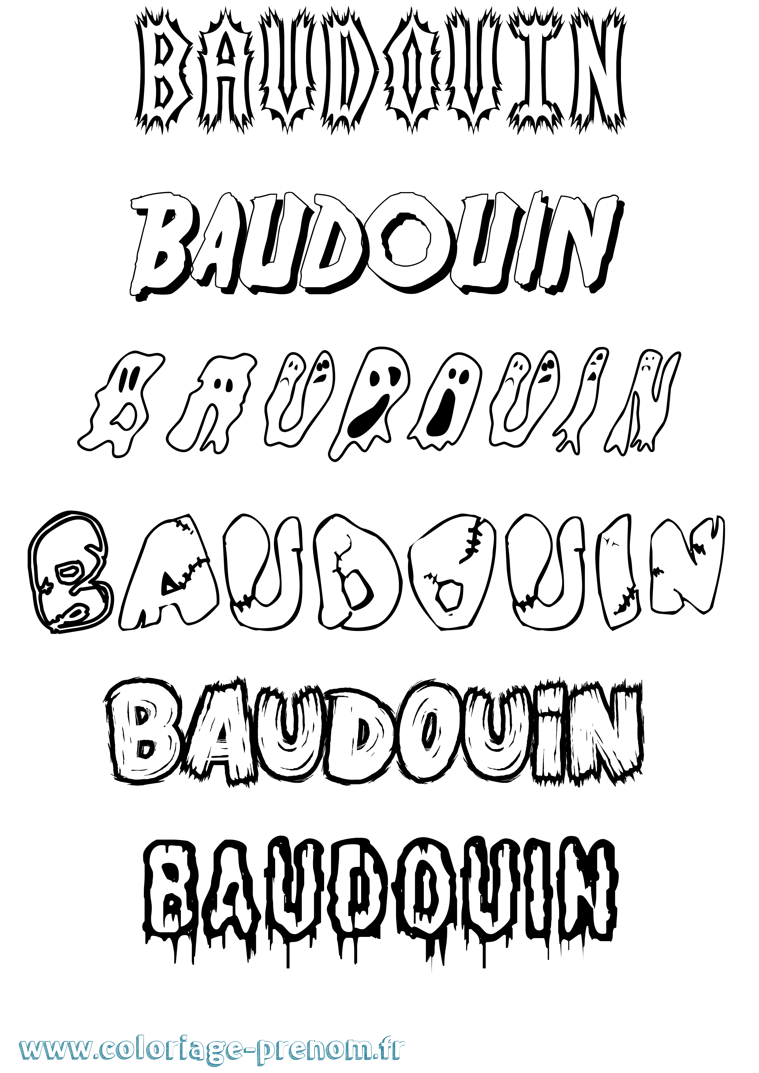 Coloriage prénom Baudouin Frisson