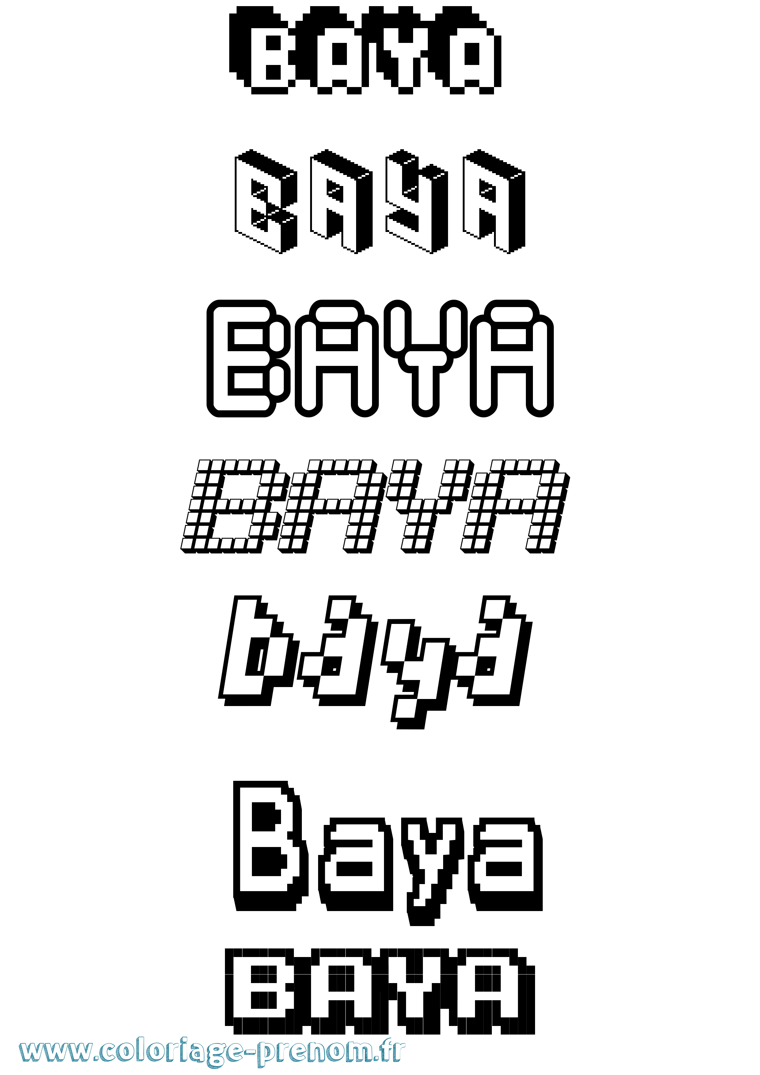 Coloriage prénom Baya