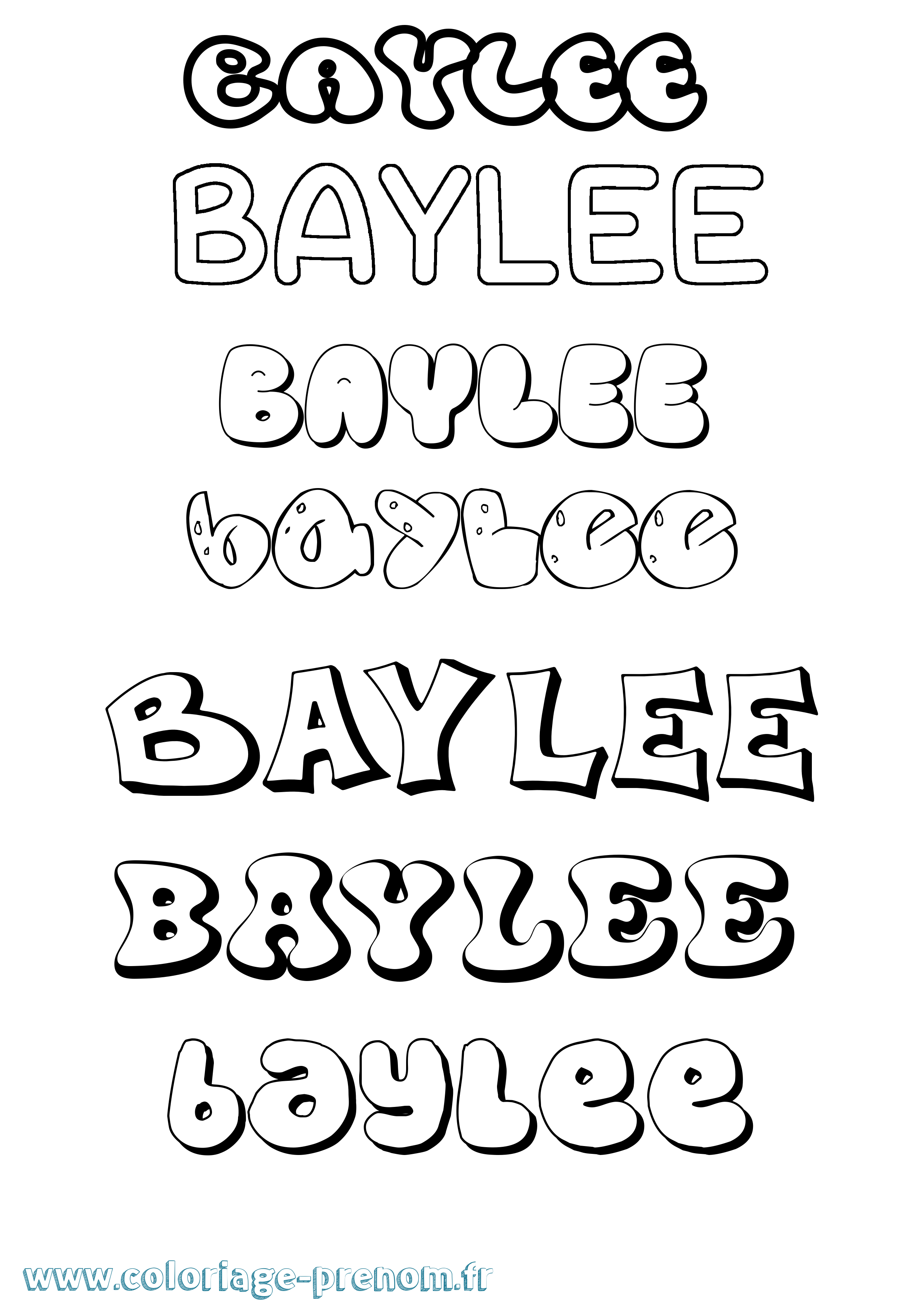 Coloriage Baylee Bubble Coloriage prénom Baylee Bubble