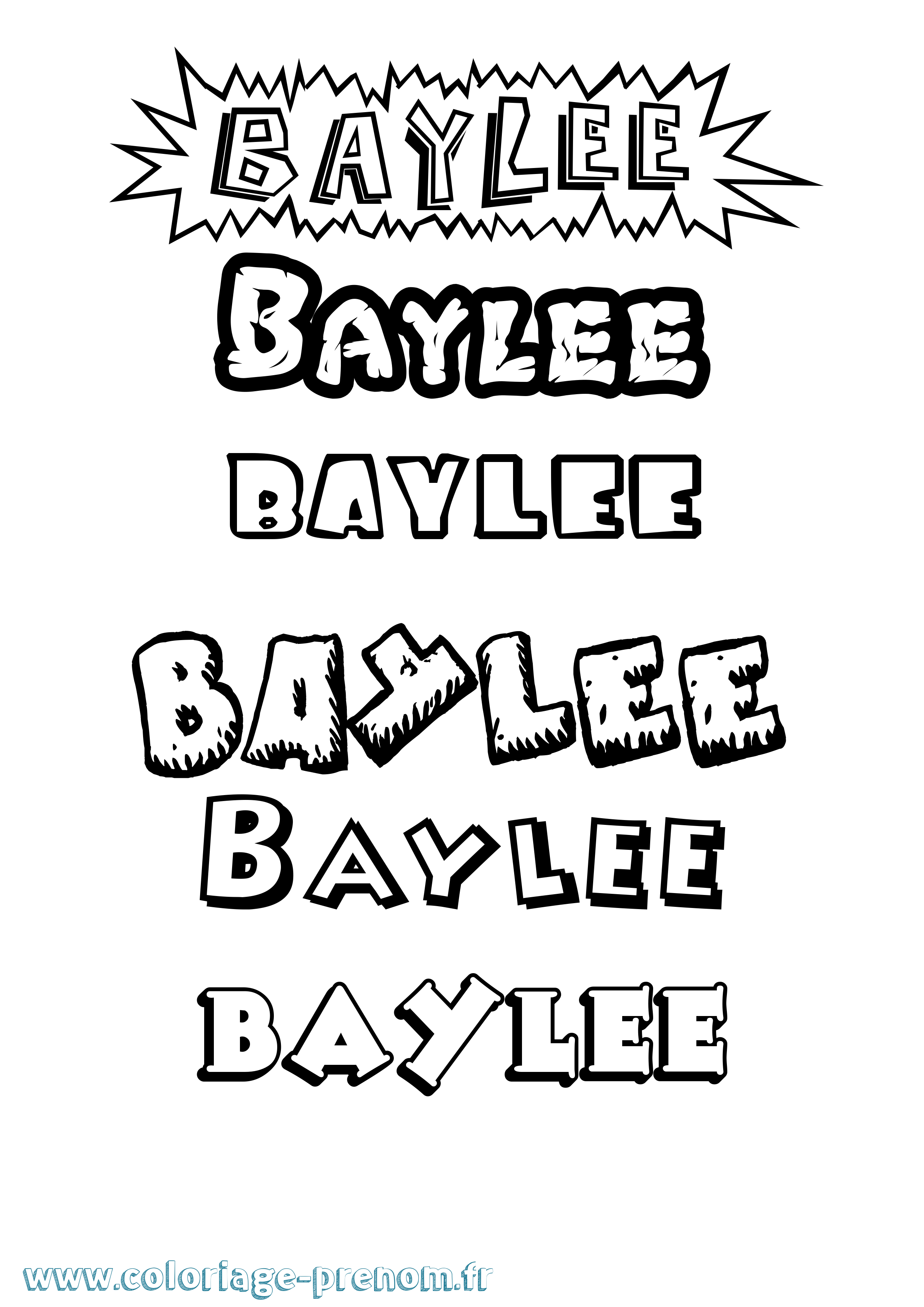 Coloriage Baylee Dessin Animé Coloriage prénom Baylee Dessin Animé