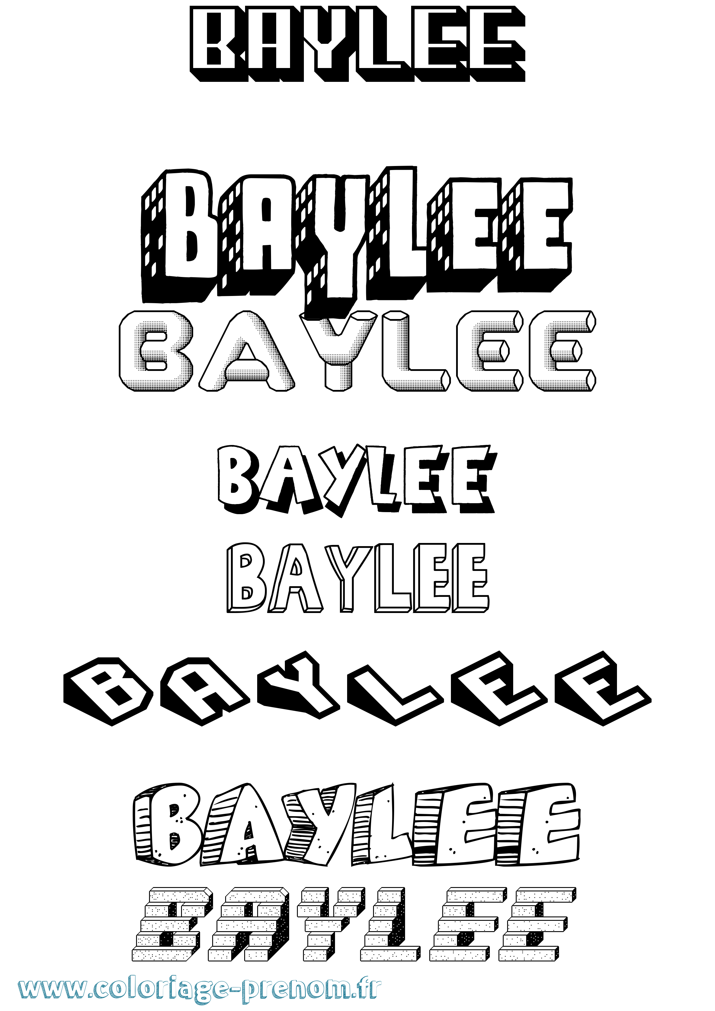 Coloriage Baylee Effet 3D Coloriage prénom Baylee Effet 3D