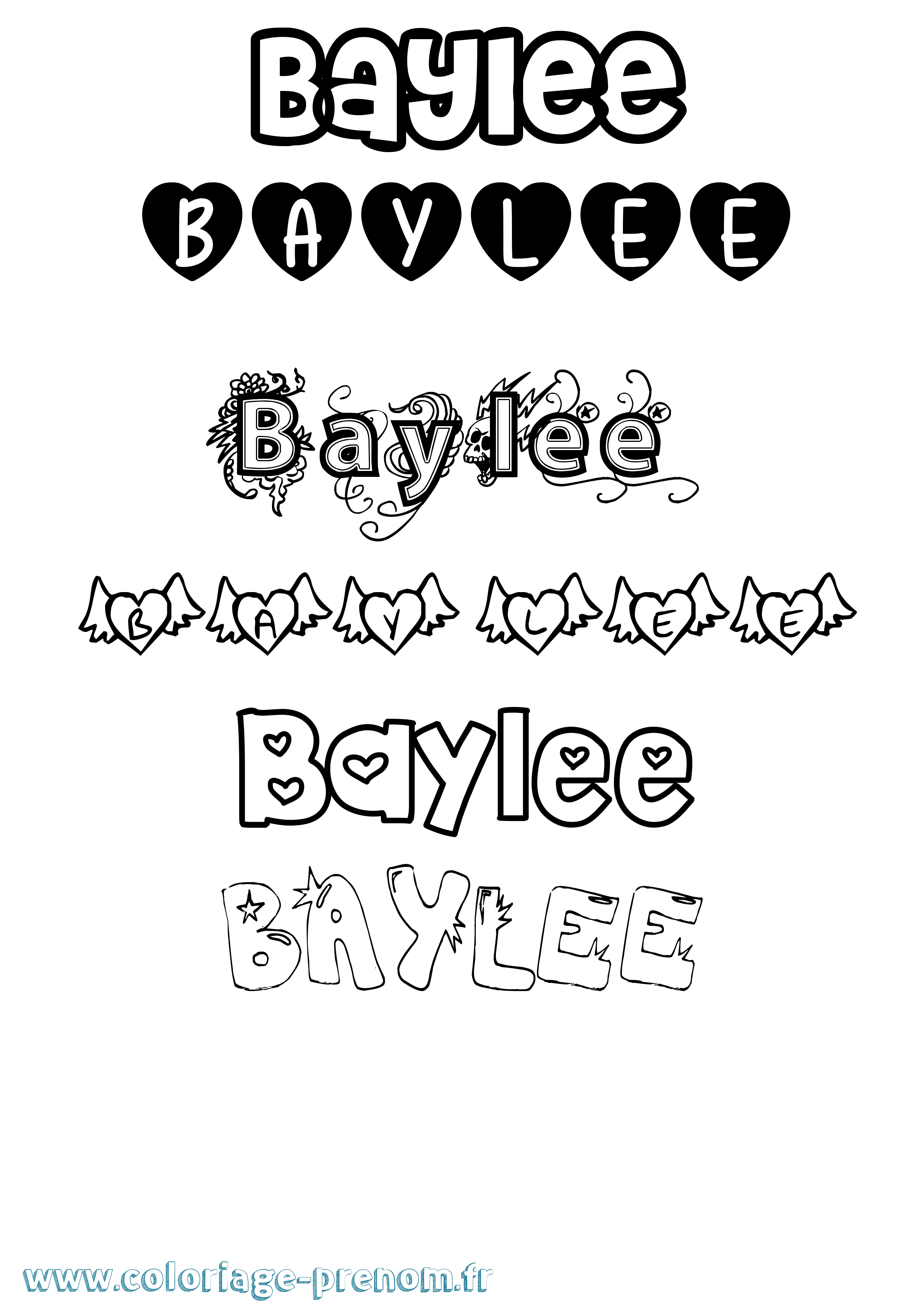 Coloriage Baylee Girly Coloriage prénom Baylee Girly