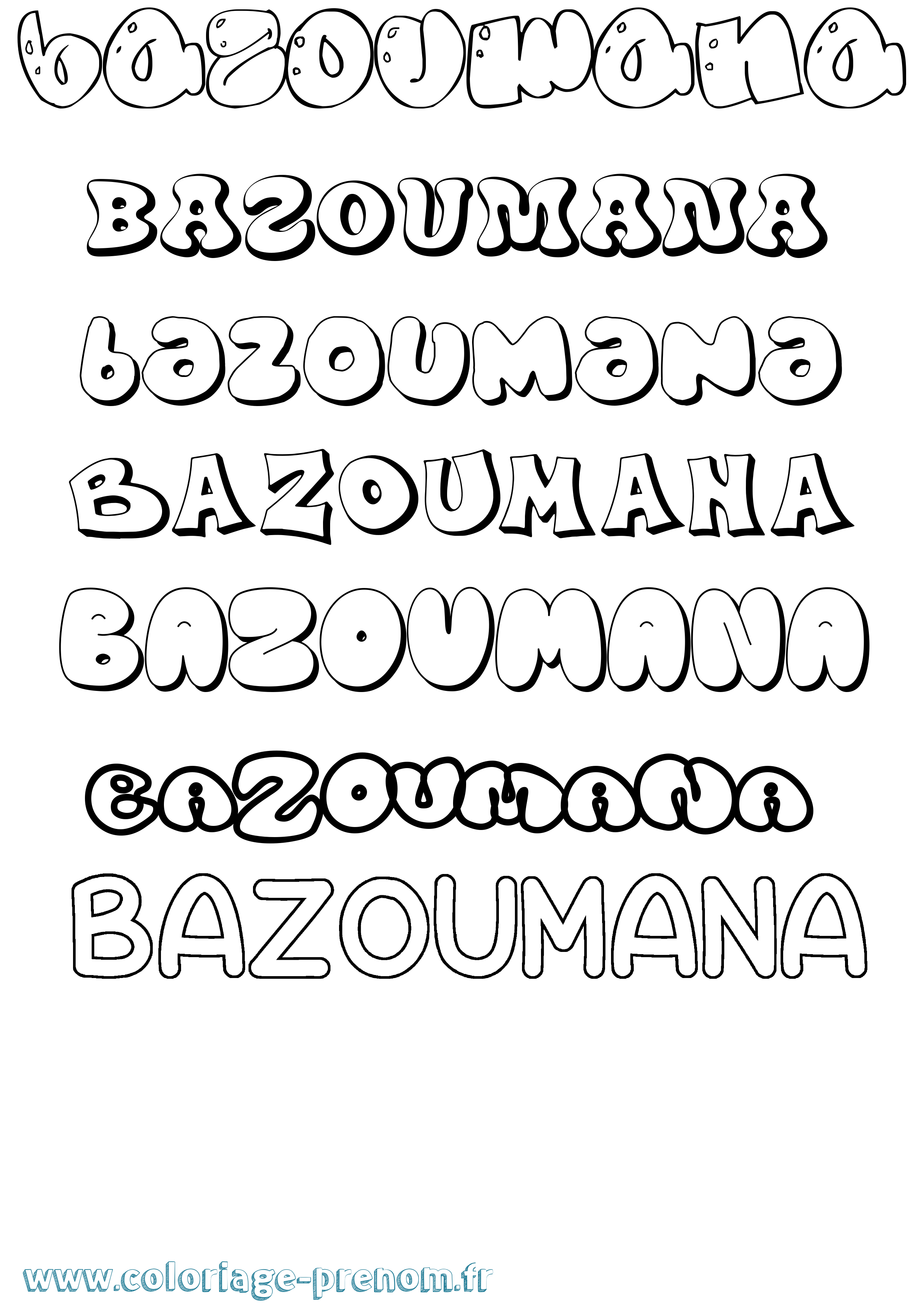 Coloriage Bazoumana Bubble Coloriage prénom Bazoumana Bubble