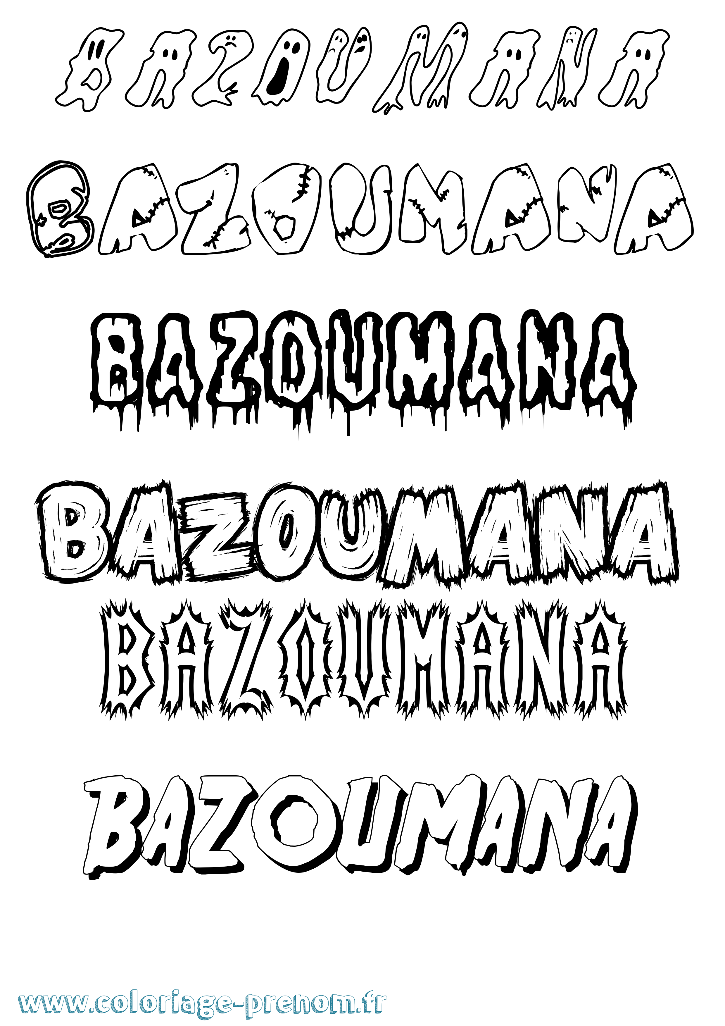 Coloriage Bazoumana Frisson Coloriage prénom Bazoumana Frisson