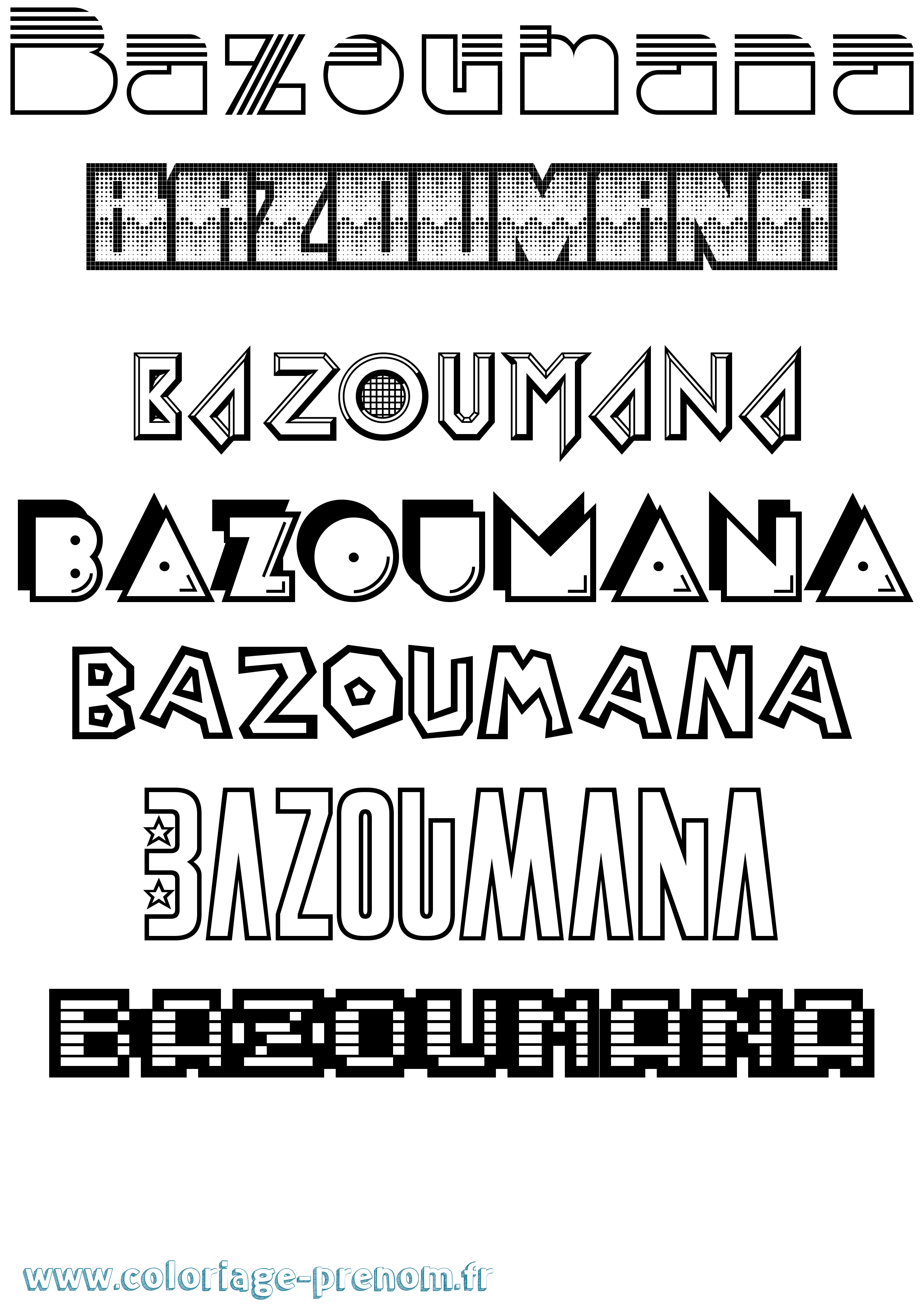 Coloriage Bazoumana Jeux Vidéos Coloriage prénom Bazoumana Jeux Vidéos