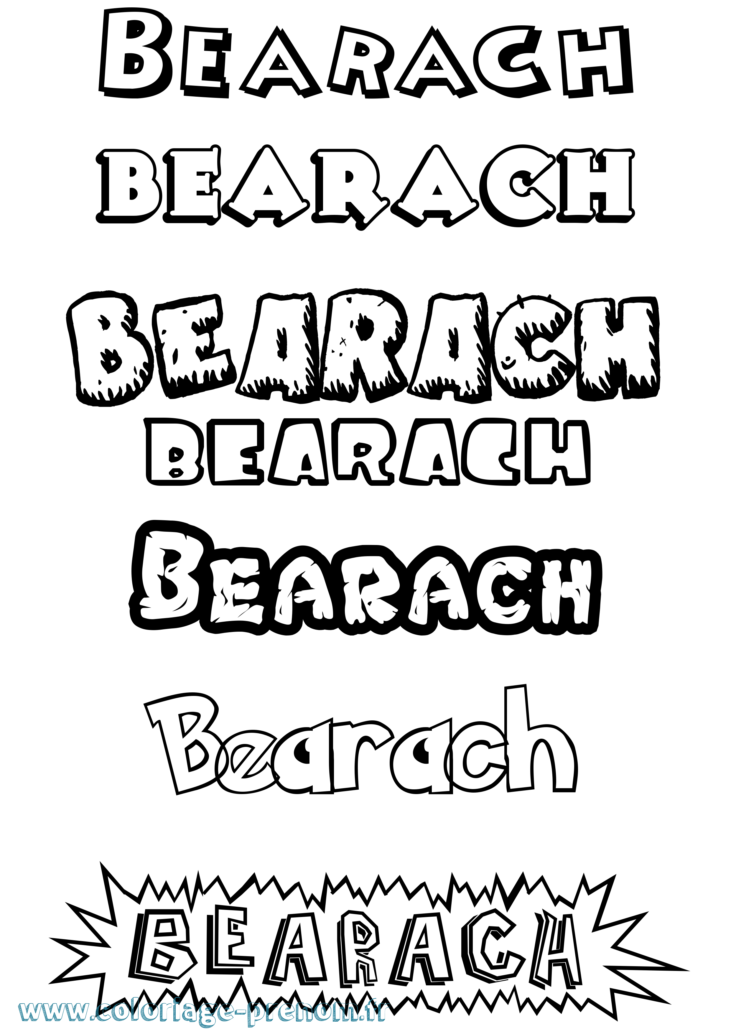 Coloriage prénom Bearach Dessin Animé