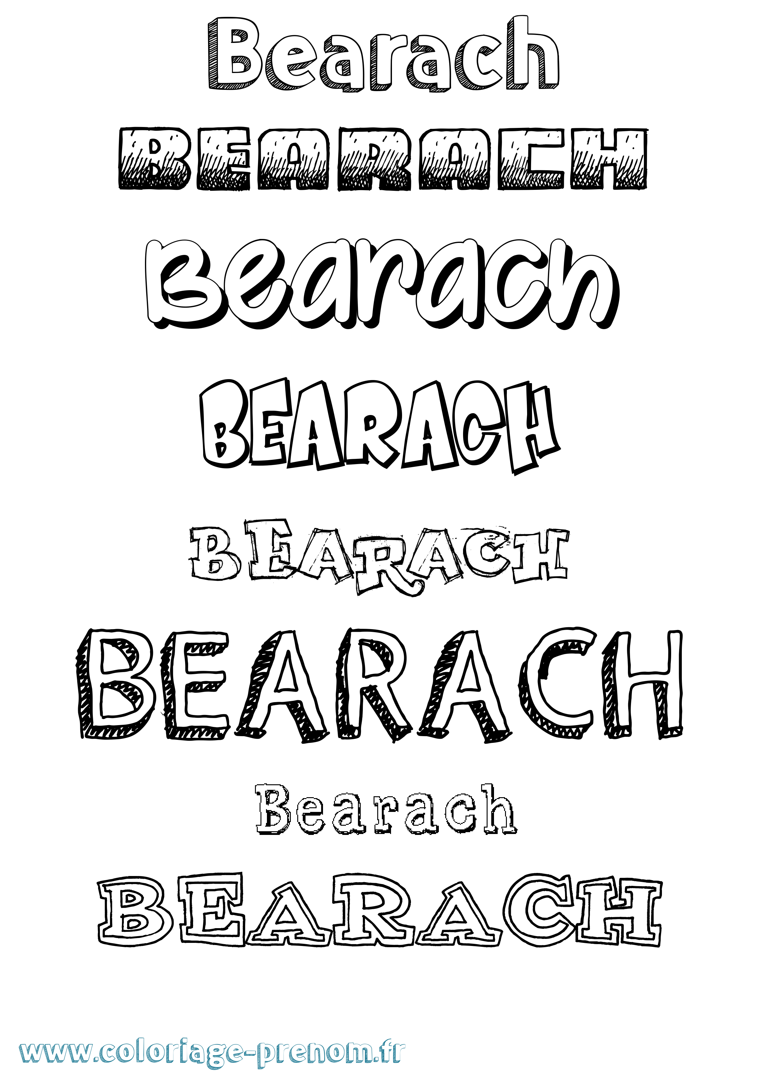 Coloriage prénom Bearach Dessiné