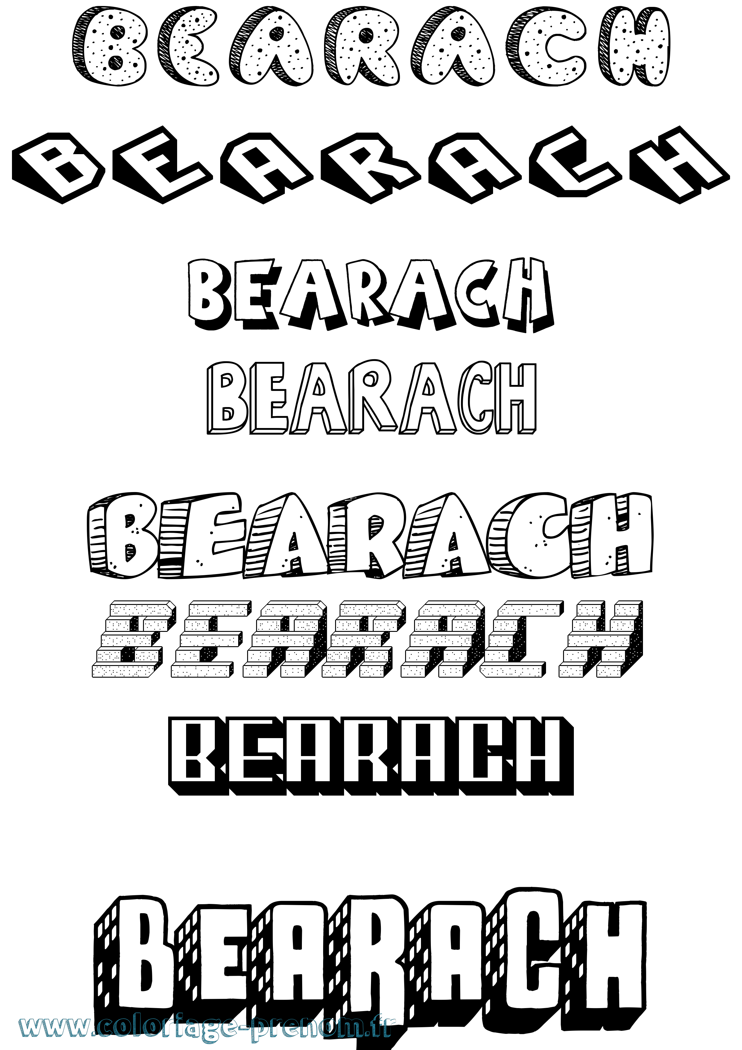 Coloriage prénom Bearach Effet 3D
