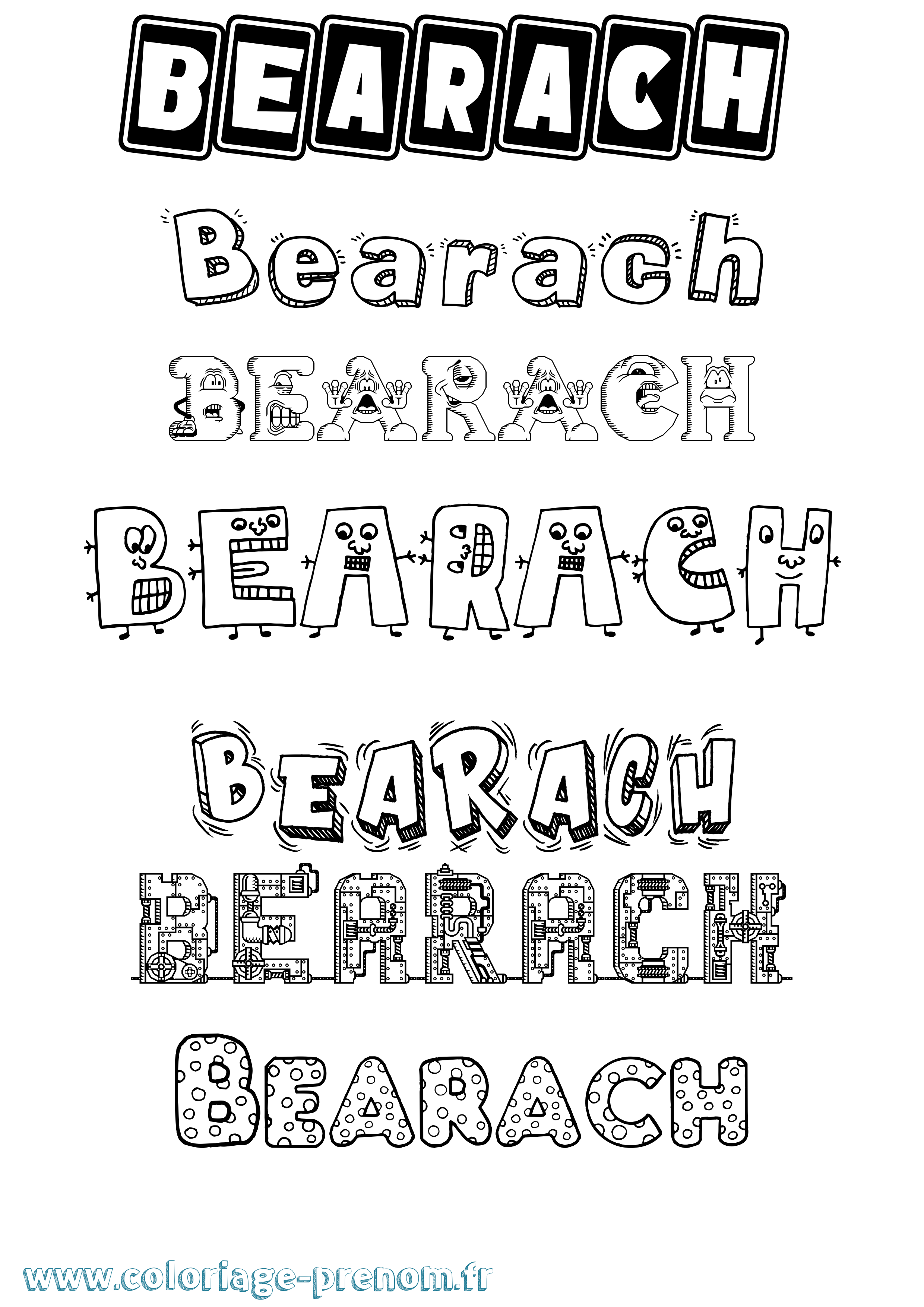Coloriage prénom Bearach Fun