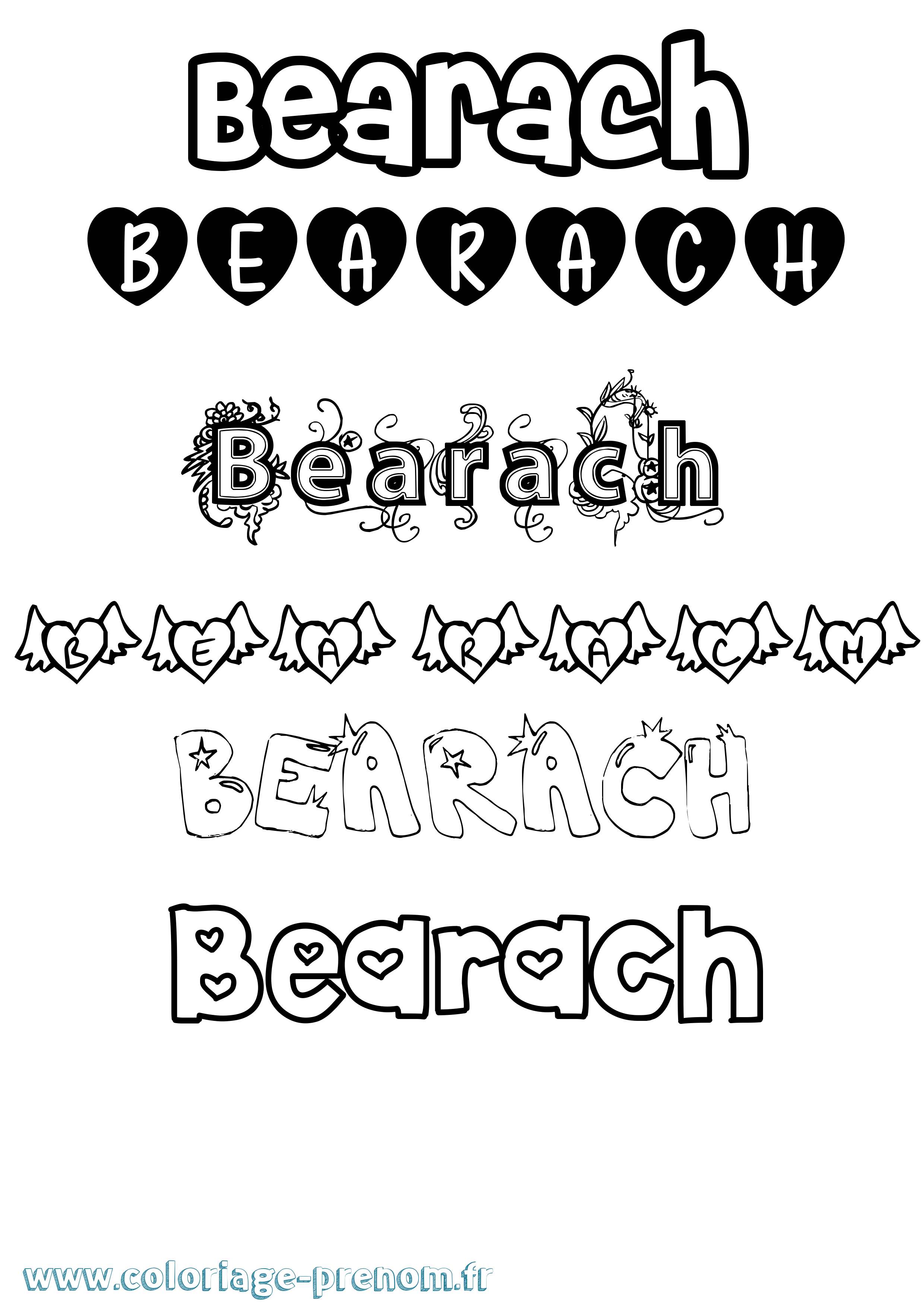 Coloriage prénom Bearach Girly