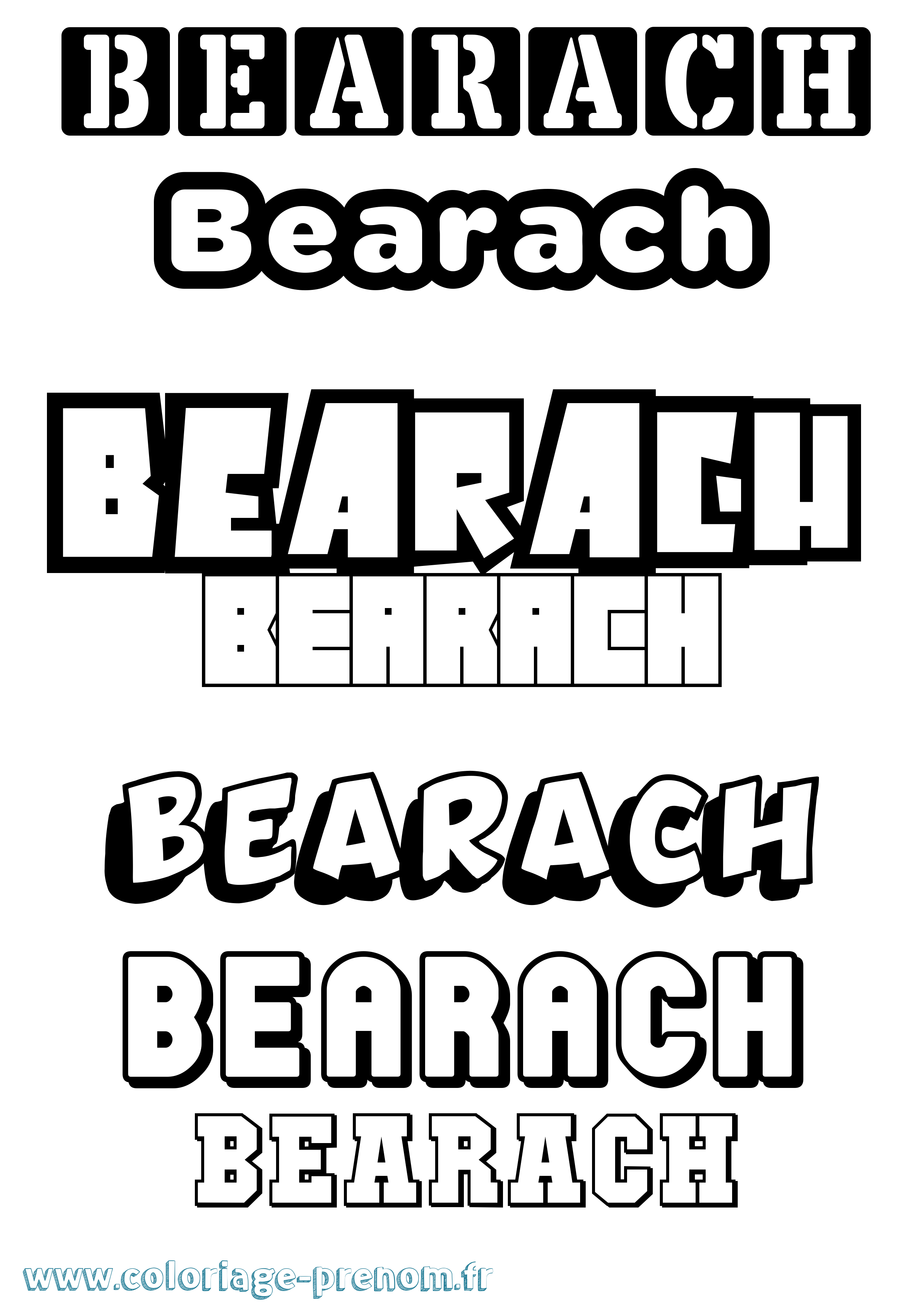 Coloriage prénom Bearach Simple