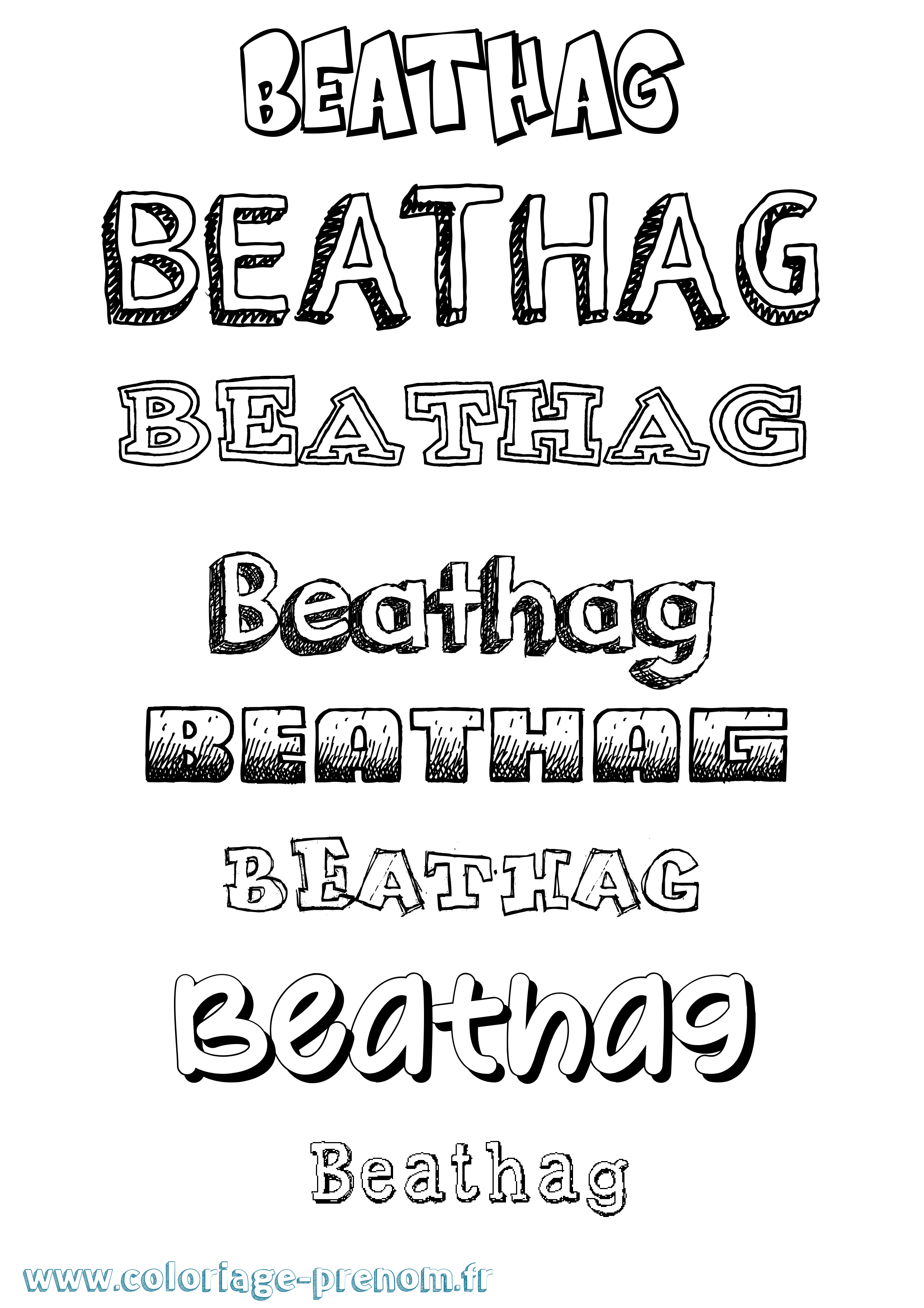 Coloriage prénom Beathag Dessiné