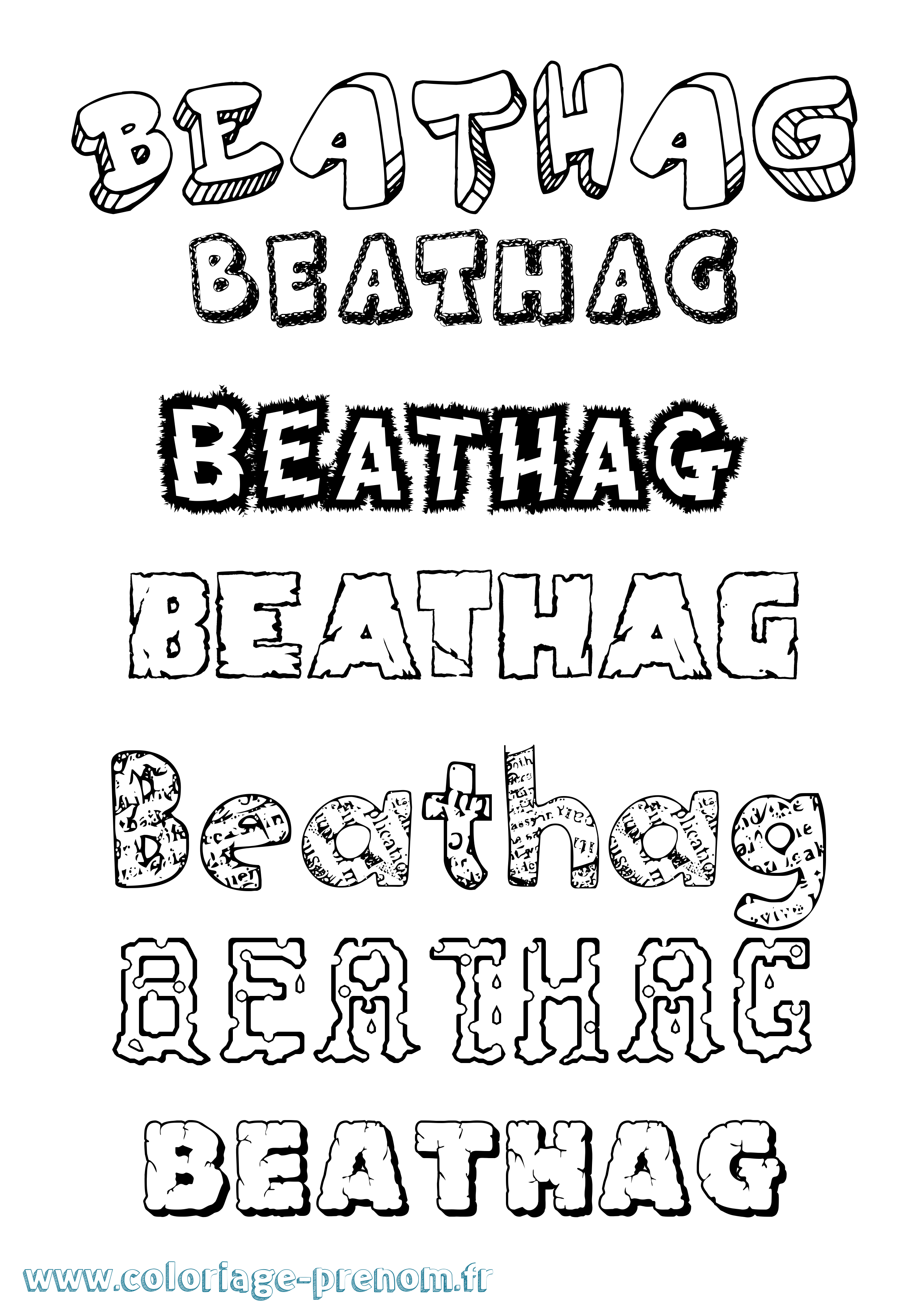 Coloriage prénom Beathag Destructuré