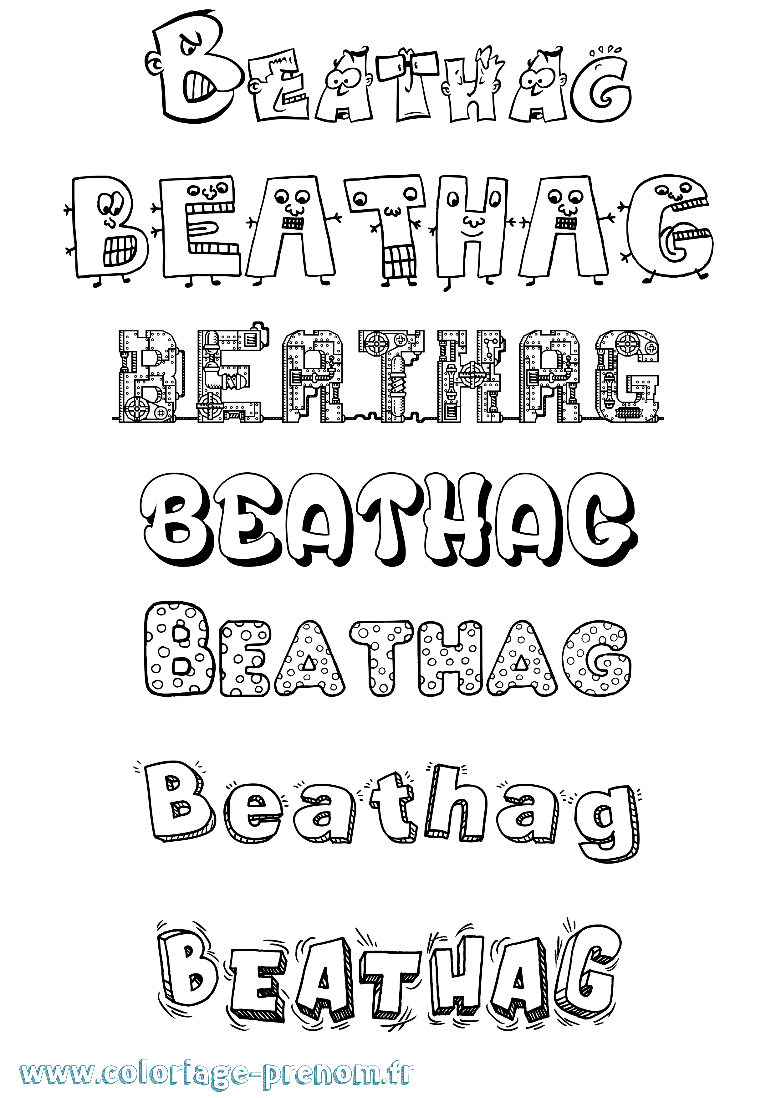 Coloriage prénom Beathag Fun
